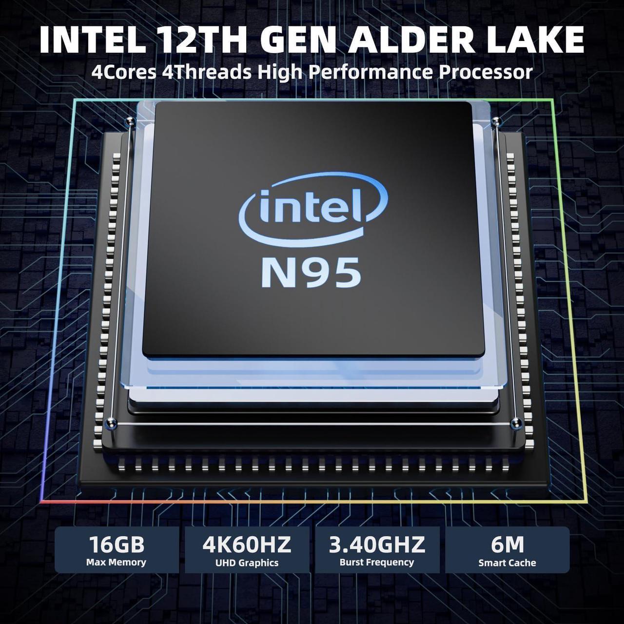 Alt view image 2 of 5 - DreamQuest Mini PC Intel 12th Gen Alder Lake N95(up to 3.4GHz) 16GB DDR4 RAM 512GB M.2 SSD Mini Computers 4K Display/USB3.2/WiFi 5/BT4.2/Gigabit Ethernet Home/Business Mini Desktop Computer