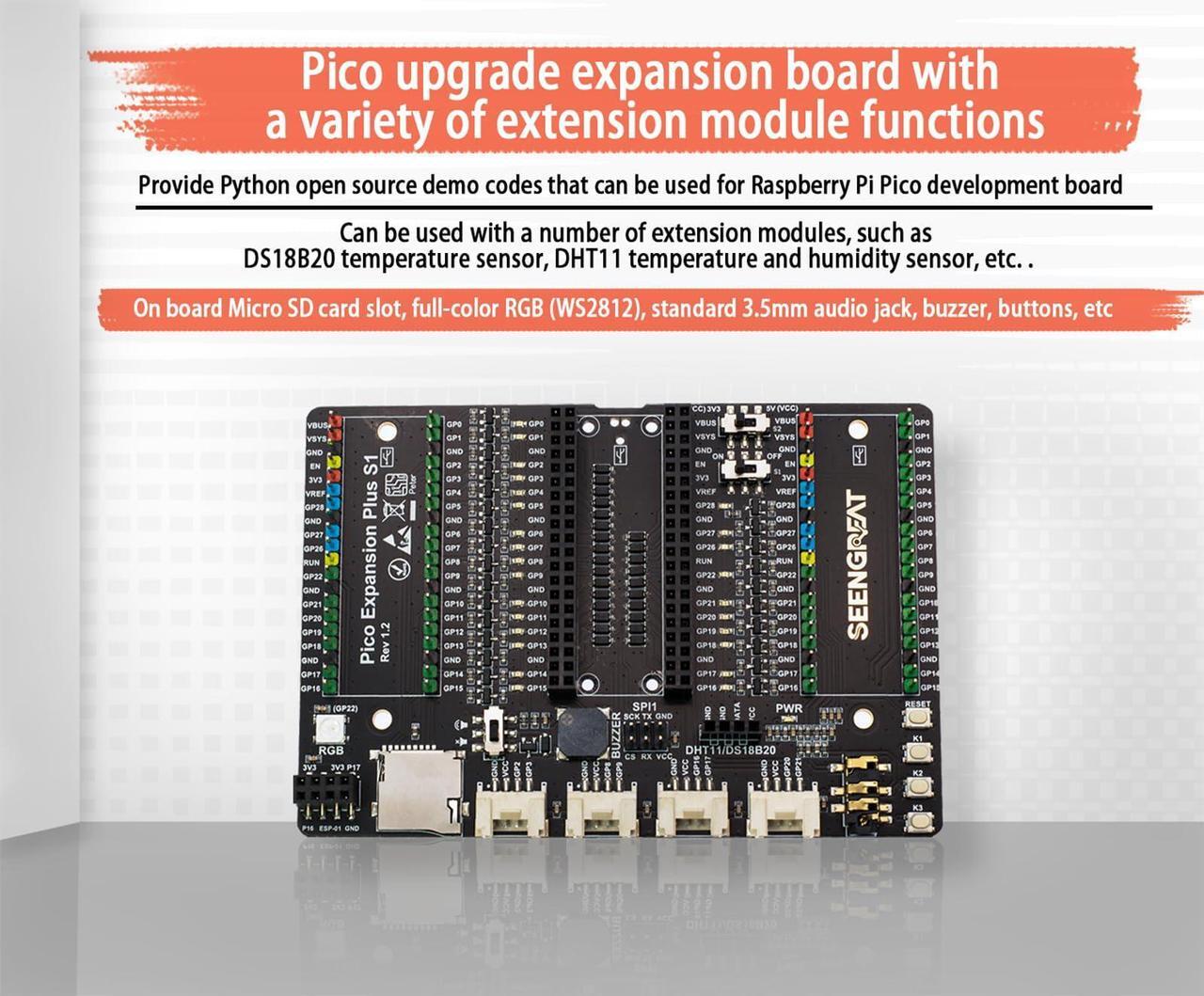 Alt view image 4 of 5 - New for Raspberry Pi Pico 2 - High-Performance RP2350 Microcontroller with Dual-Core Arm Cortex-M33 & RISC-V, 2MB Flash, 2MB SRAM, Secure Boot Comes with Pico Expansion Board