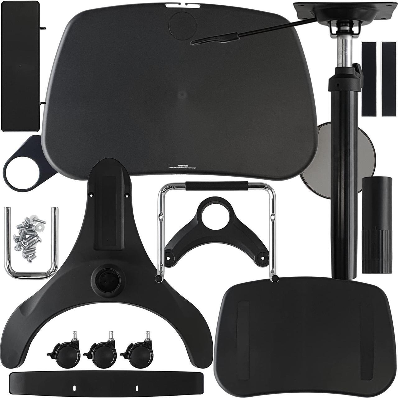 Alt view image 5 of 5 - Aidata Ergonomic Sit-Stand Mobile Laptop Cart Work Station with Printer Shelf. with Cup Holder, Mouse Pad and Accessory Tray. Black
