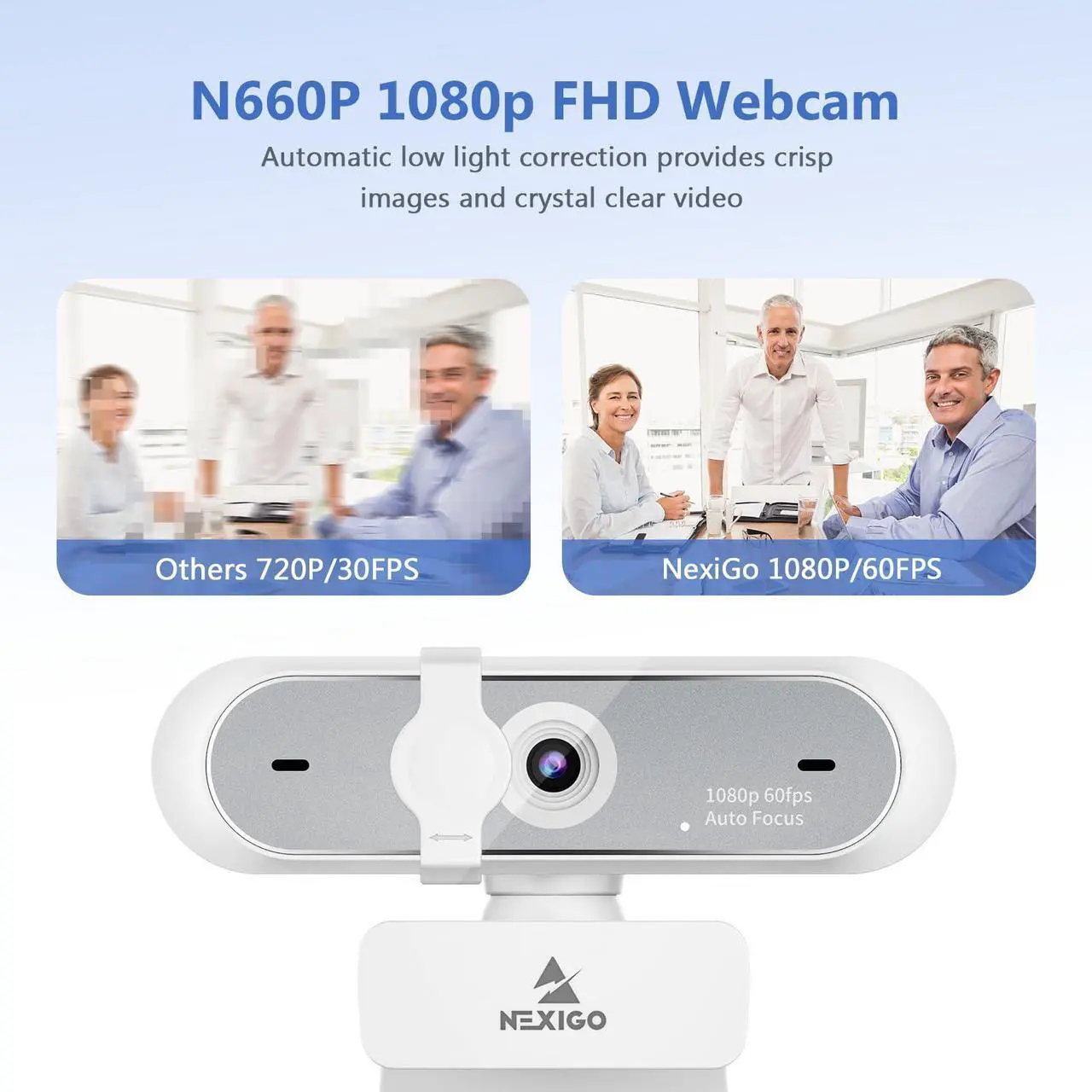 Alt view image 2 of 5 - NexiGo 1080P Webcam Kits, N660P (Gen 2) 1080P 60FPS Webcam with Software Control, Dual Microphone & Cover, Autofocus, Glow Light for Streamers with Webcam Style Clip, for OBS/Zoom/Skype