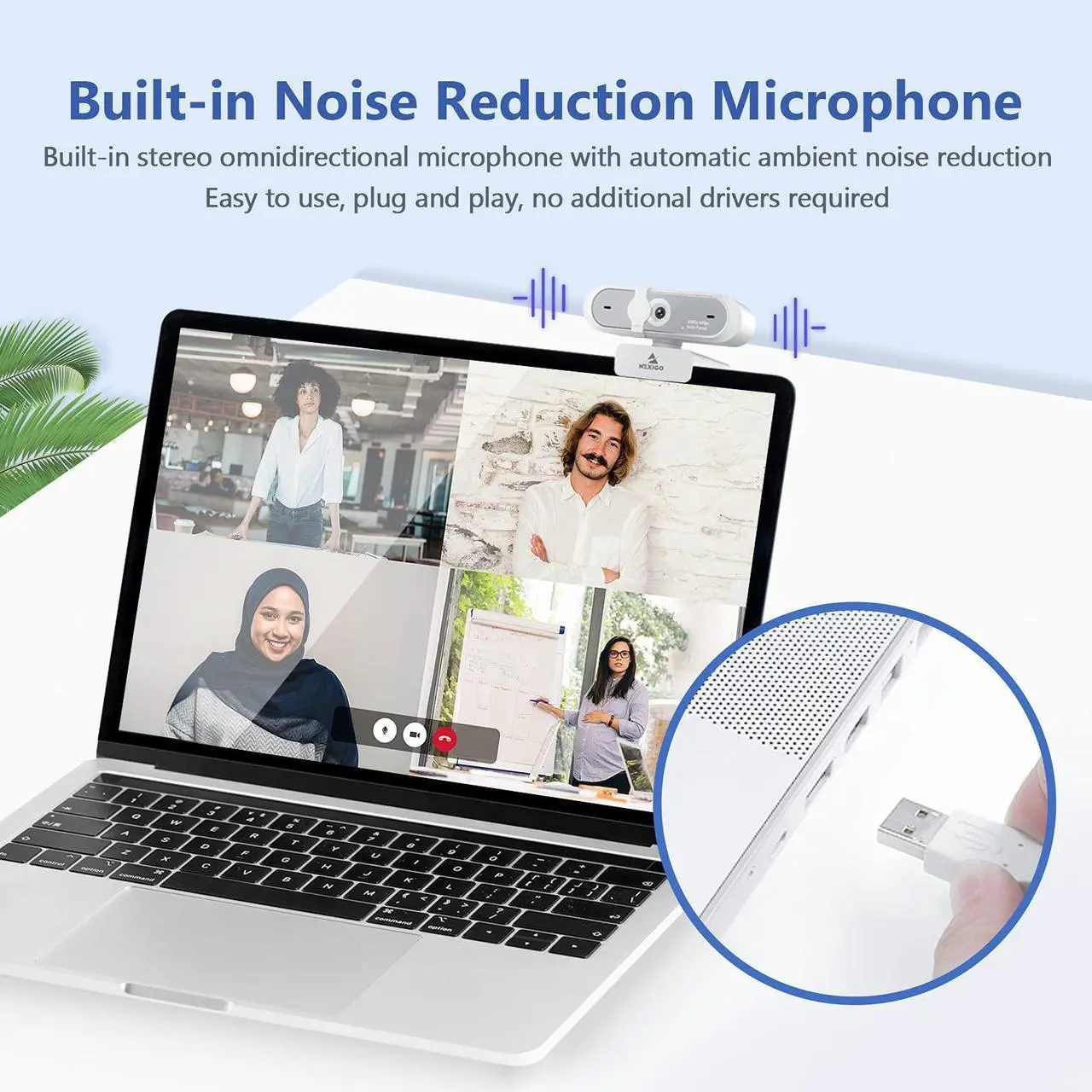 Alt view image 3 of 5 - NexiGo 1080P Webcam Kits, N660P (Gen 2) 1080P 60FPS Webcam with Software Control, Dual Microphone & Cover, Autofocus, Glow Light for Streamers with Webcam Style Clip, for OBS/Zoom/Skype