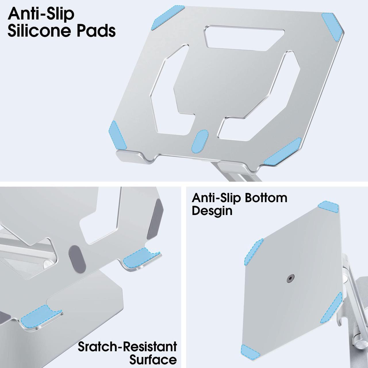 Alt view image 3 of 5 - Arae Tablet Stand Holder for Desk, 360degRotating Adjustable Aluminum Portable Stand Holder Desktop Foldable Dock Heavy Duty Compatible with iPad 7/8/9/10th,iPad Air 6/5/4,iPad Pro 11/12.9,Siliver