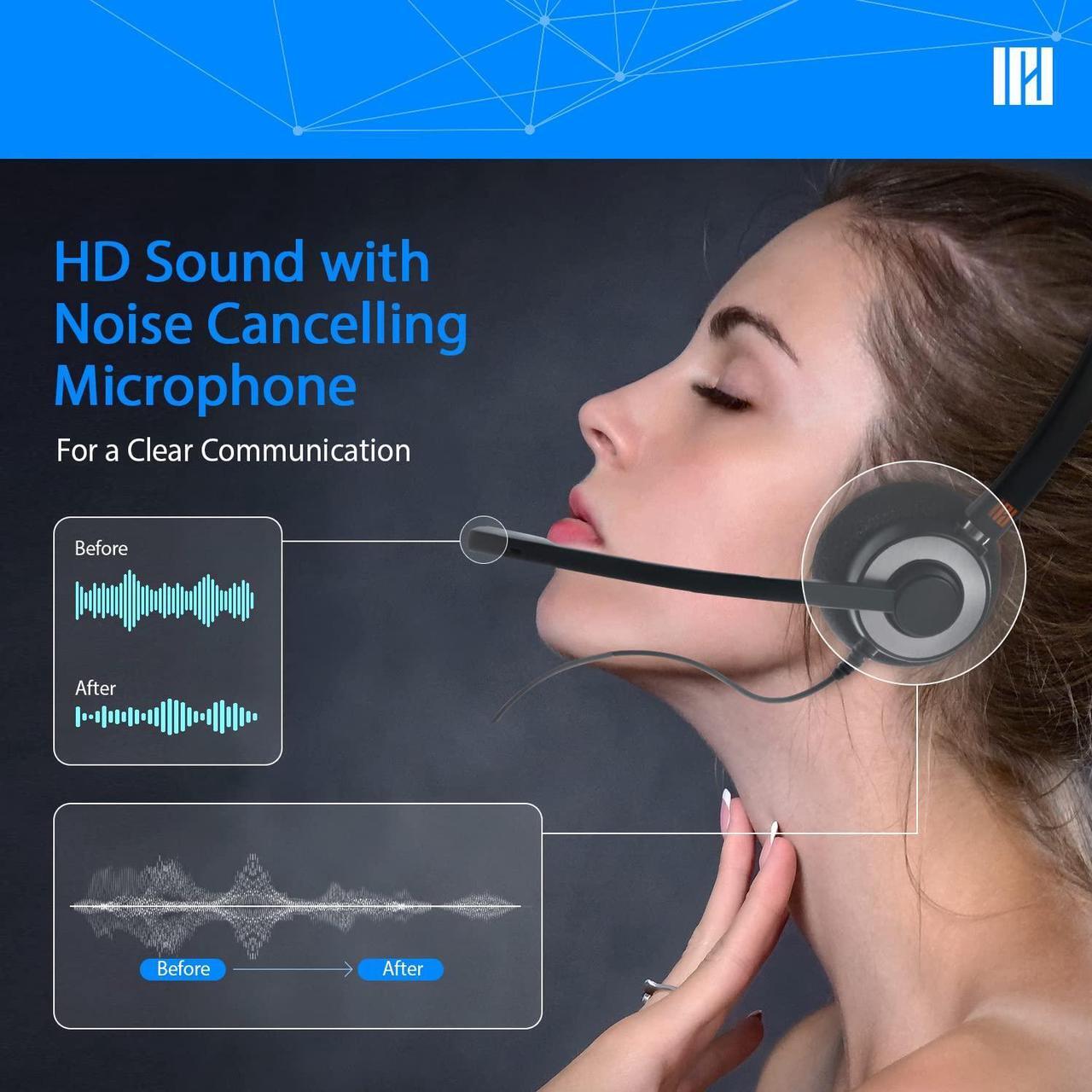 Alt view image 4 of 5 - IPD IPH-160 USB Headset with Noise Cancelling Microphone for Office and Call cengter- Compatible with Skype, Microsoft Teams, Cisco Jabber, Avaya One-X and Other Soft Phones
