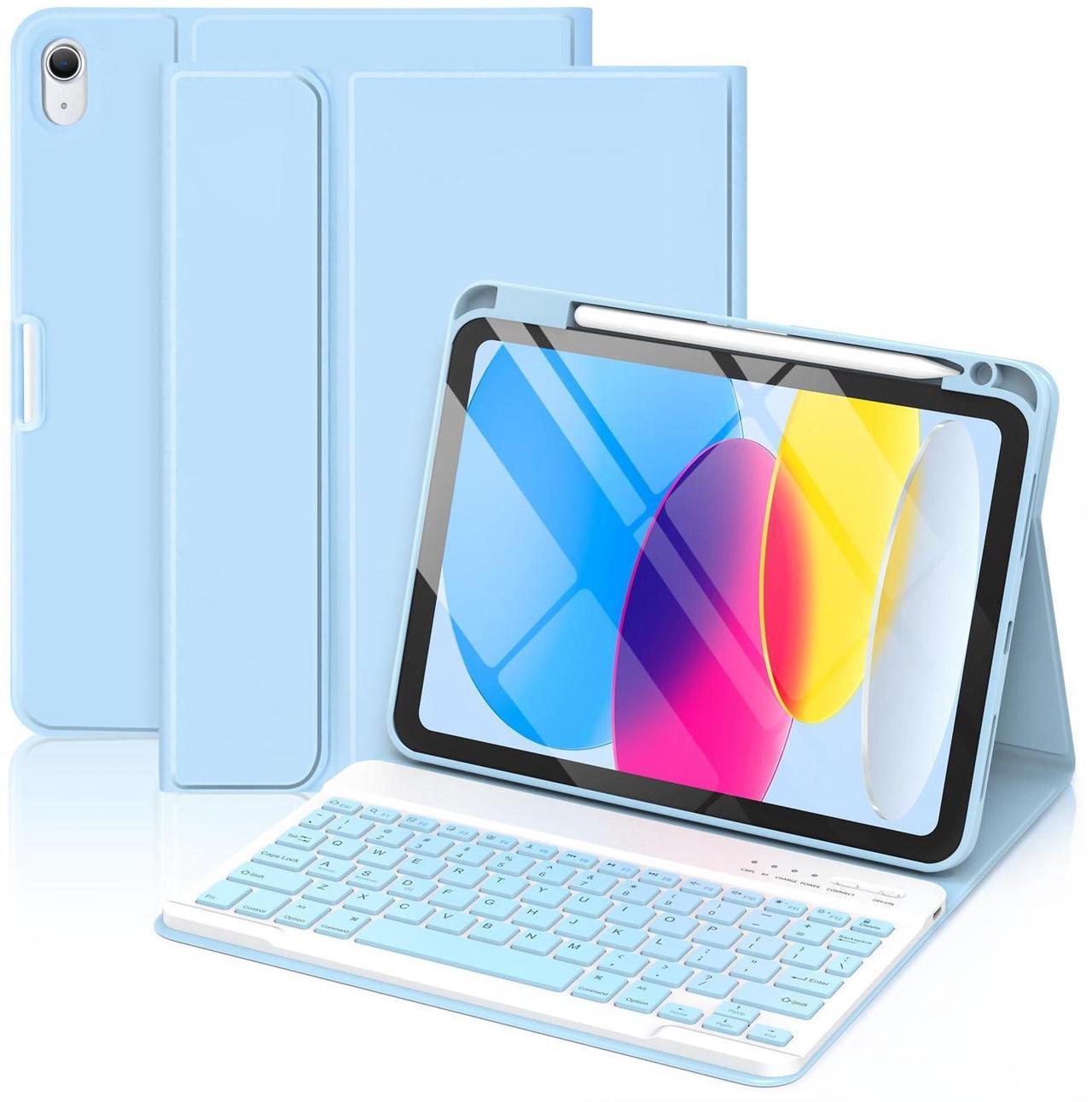 Main image of MMK for iPad 10th Generation Keyboard Case 10.9" 2022, Detachable Keyboard Case for iPad 10th Generation 2022 with Pencil Holder, Protective Case for iPad (A2696/A2757/A2777/A3162) - Blue