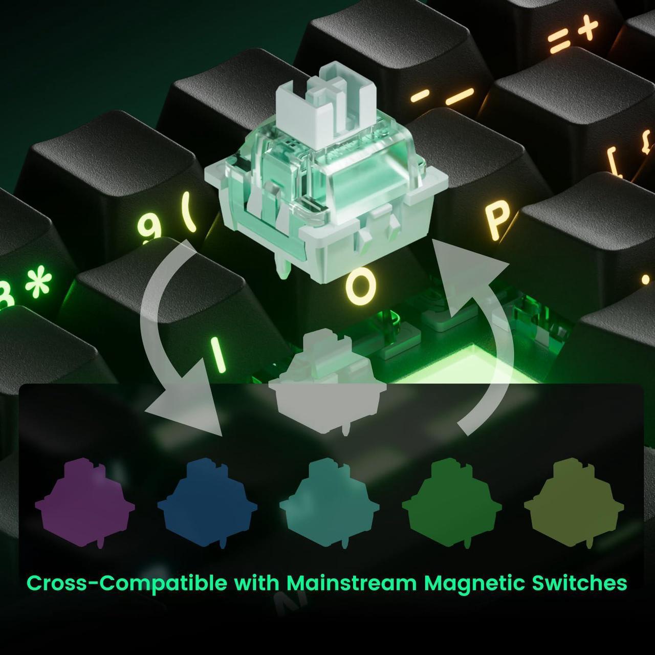 Alt view image 3 of 5 - MONSGEEK FUN60 Pro Rapid Trigger Gaming Keyboard 8k SP Magnetic Switch HE Keyboard Multi-Modes Wireless 60% Black Shine-Through (Glare Magnetic Switch)