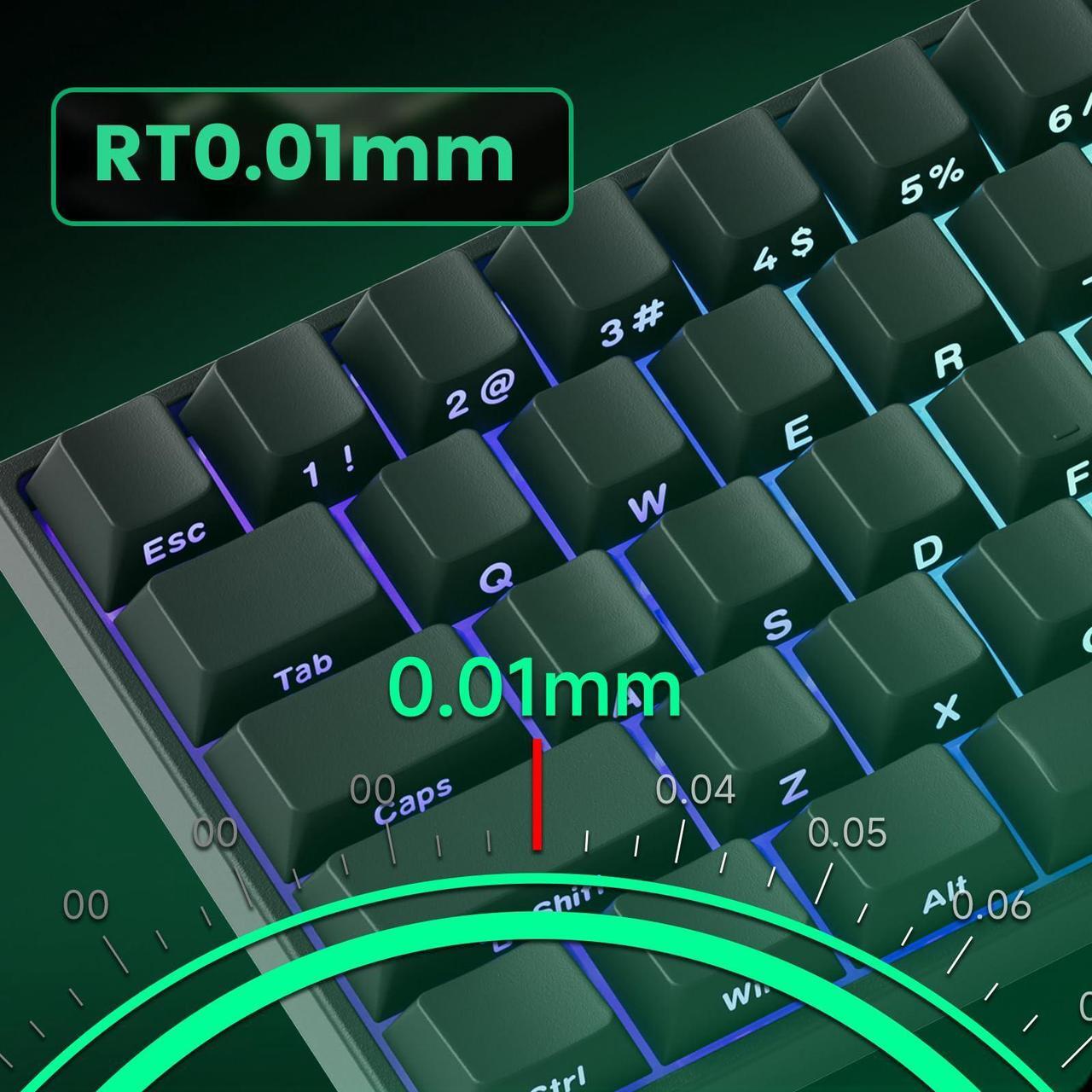 Alt view image 5 of 5 - MONSGEEK FUN60 Pro Rapid Trigger Gaming Keyboard 8k SP Magnetic Switch HE Keyboard Multi-Modes Wireless 60% Black Shine-Through (Glare Magnetic Switch)