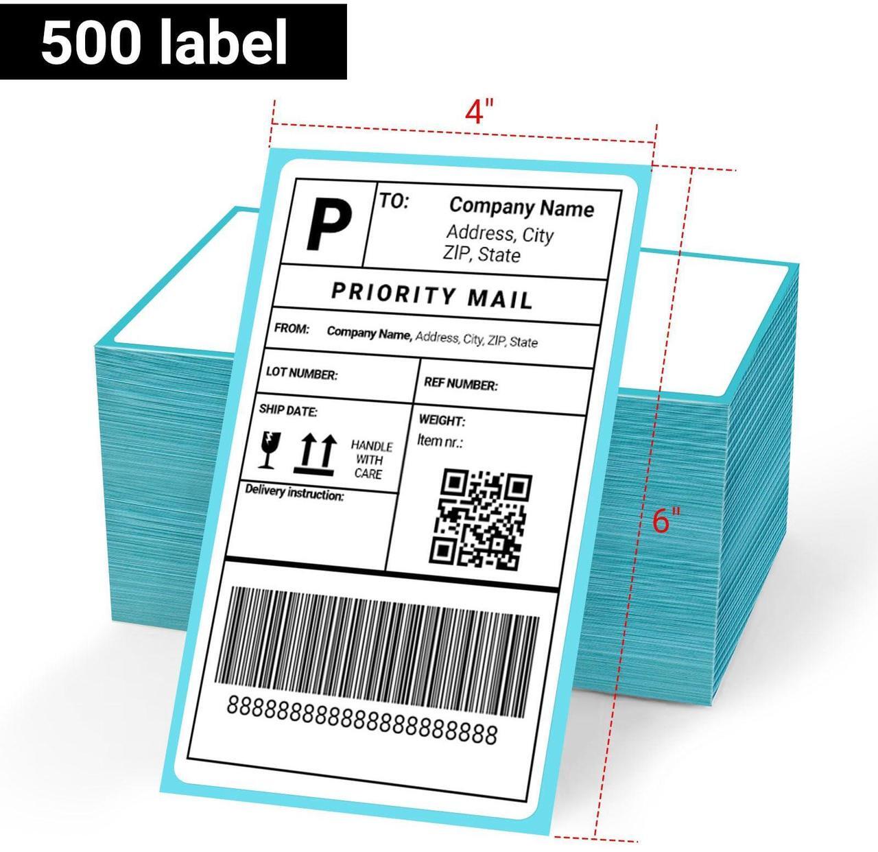 Alt view image 3 of 5 - ORGBRO USB Shipping Label Printer with Pack of 500 4x6 Thermal Labels Fanfold - Z1 High Speed Thermal Label Printer for Commercial Grade Shipping Packages-Black
