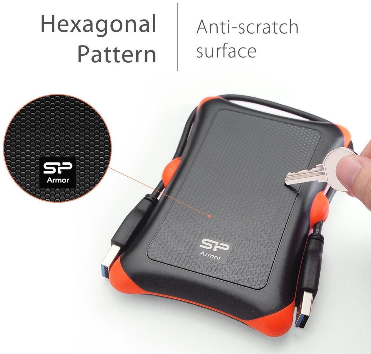 Alt view image 4 of 5 - Silicon Power 1TB USB-C USB 3.0 Rugged Portable External Hard Drive HDD Armor A30, Military-Grade Shockproof for PC, Mac and iPad Pro, Black