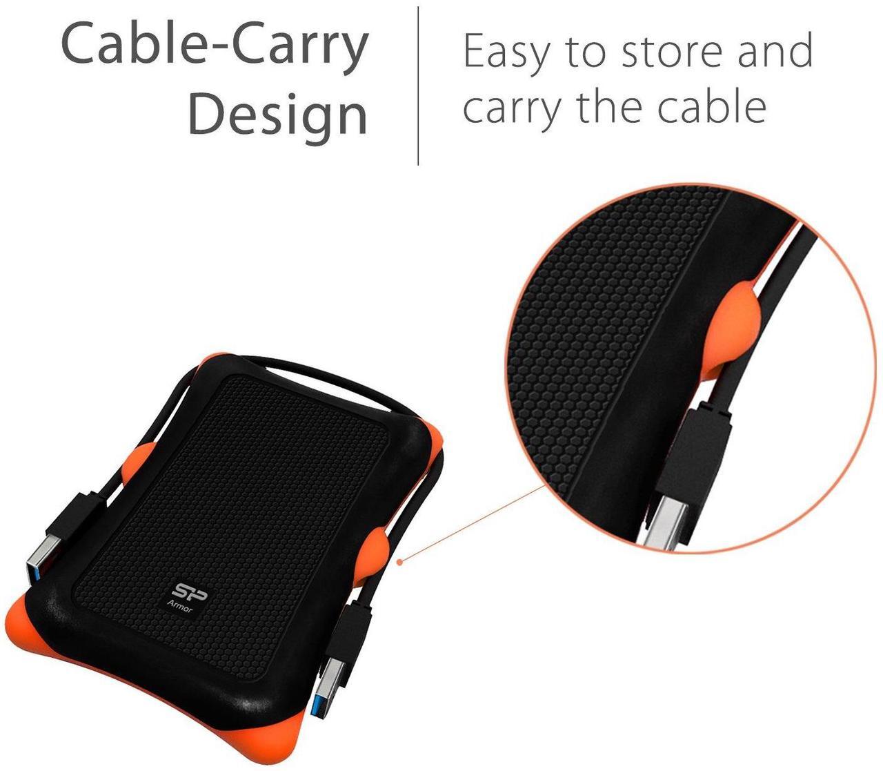 Alt view image 5 of 5 - Silicon Power 1TB USB-C USB 3.0 Rugged Portable External Hard Drive HDD Armor A30, Military-Grade Shockproof for PC, Mac and iPad Pro, Black