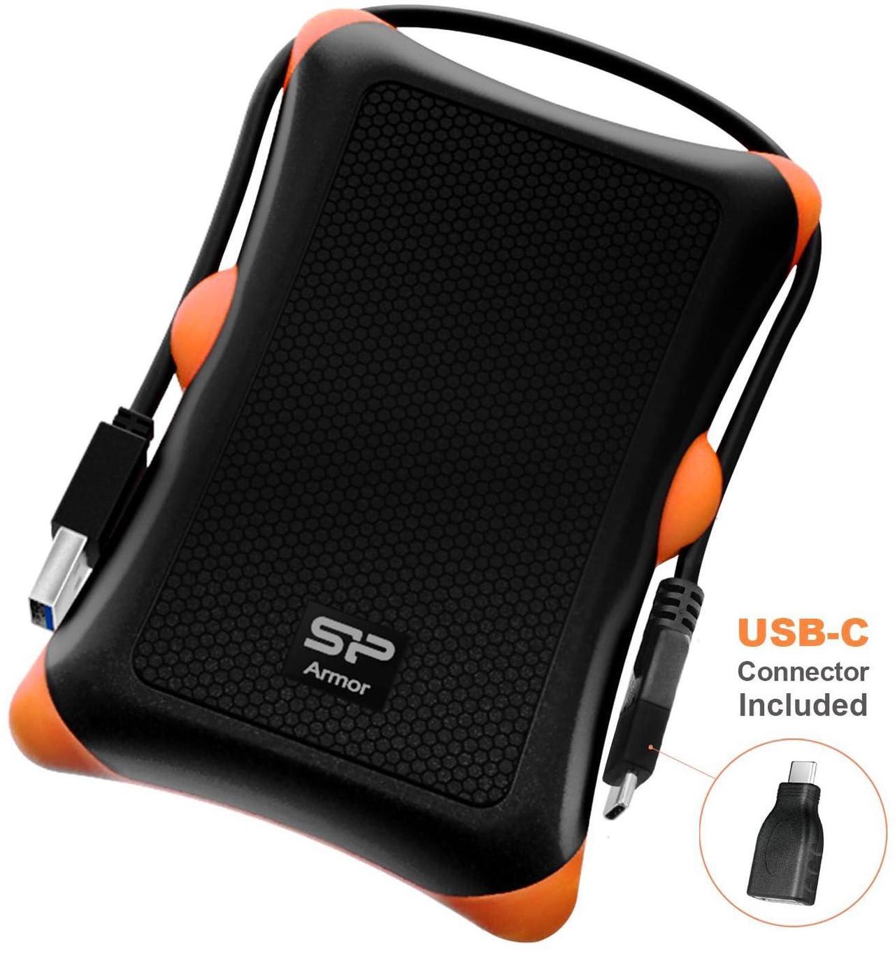 Alt view image 2 of 5 - Silicon Power 1TB USB-C USB 3.0 Rugged Portable External Hard Drive HDD Armor A30, Military-Grade Shockproof for PC, Mac and iPad Pro, Black