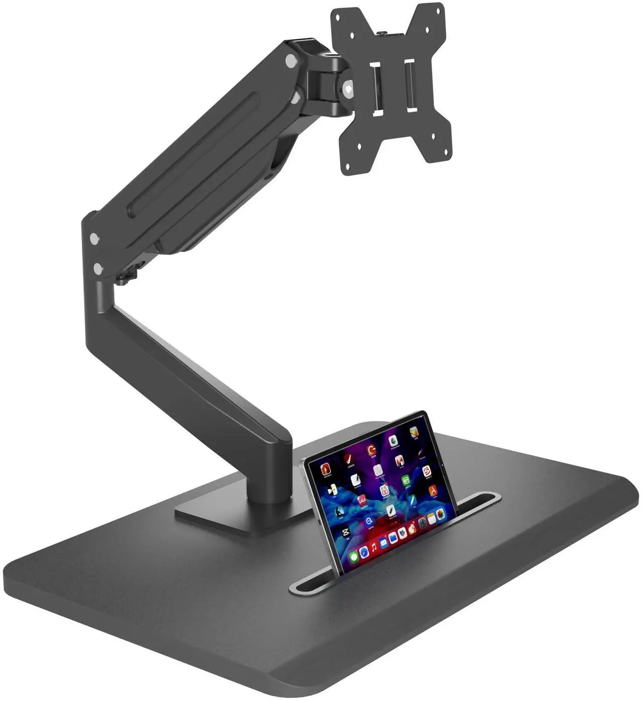 Main image of suptek Single Monitor Mount Gas Spring Monitor Arm Desk Stand with Base,Free Standing Pneumatic Height Adjustable Monitor Stand for 17 to 32 inch Monitor,Holds up to 22 lbs,Black(ML8)