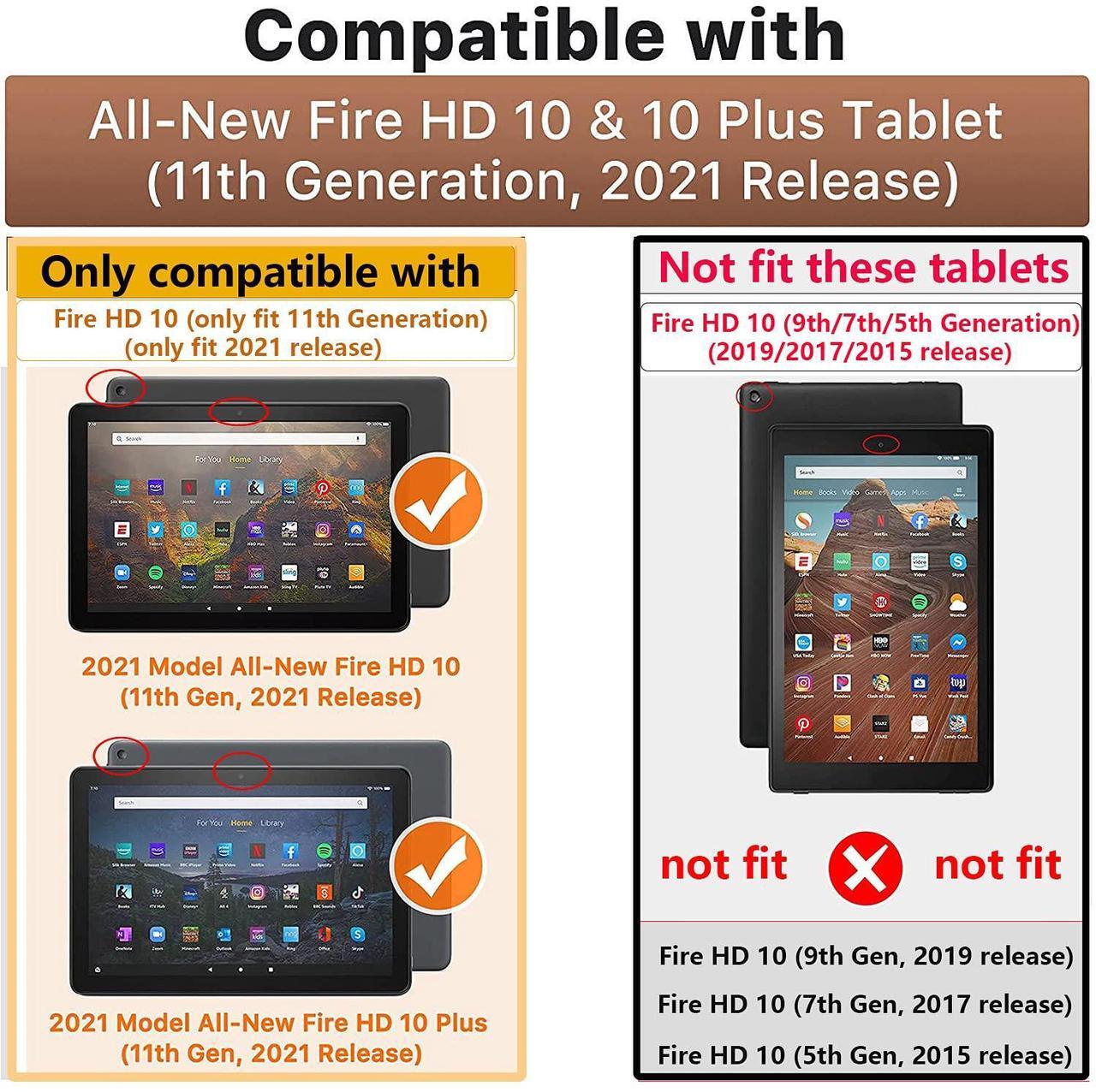 Alt view image 2 of 5 - UUcovers Kindle Fire HD 10 & 10 Plus 10.1" Tablet Case (Only Fits 11th Generation, 2021 Release) with Kickstand Shockproof 3 in 1 Heavy Duty Rugged Hybrid Hard PC/Soft Silicone Cover, NavyBlue & Blue