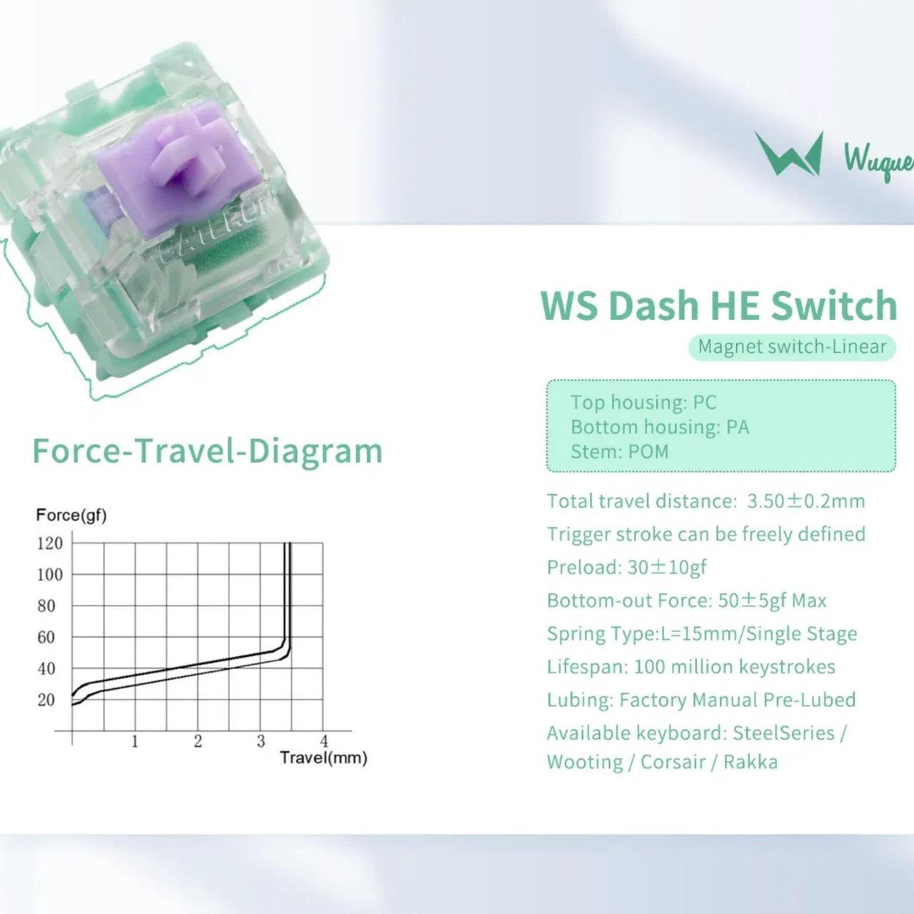 Alt view image 2 of 5 - WS Hall Effect Switches Magnetic Keyboard Switches, WS Dash HE Magnetic Linear Switches with POM Stem, Pre-lubed Freely Setting Pre-Travel Key Switches Compatible with Hall Effect Keyboard 70Pcs