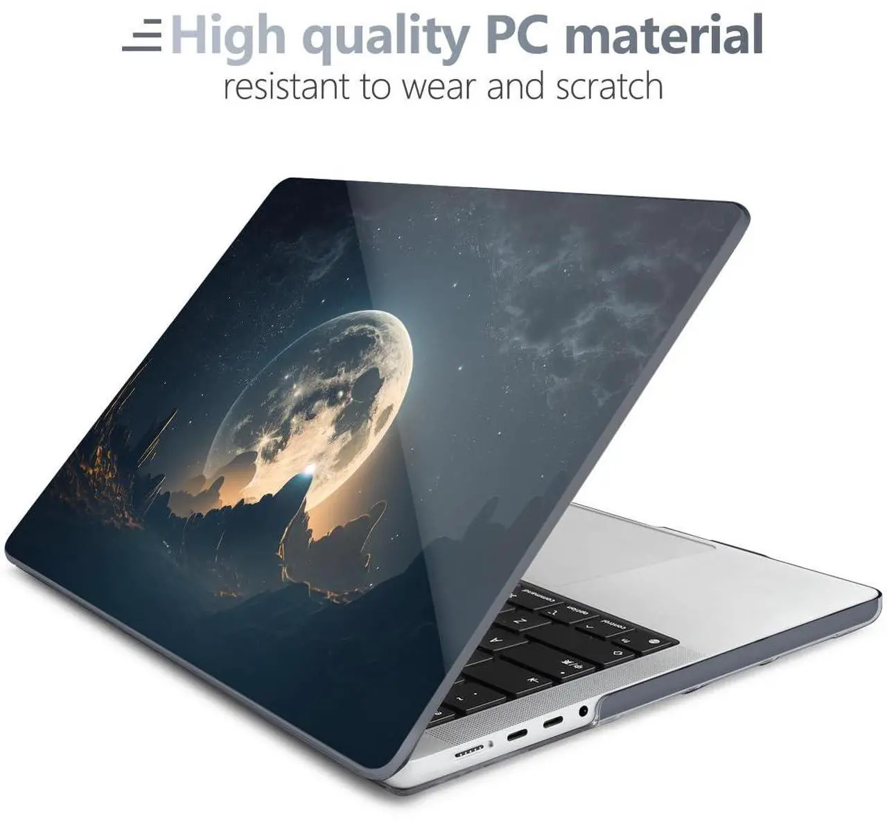 Alt view image 4 of 5 - Batianda for New MacBook Pro 14 inch Case 2024 M4 2023 2021 Release with M3 M2 M1 Pro/Max Chip,Creative Series Designed Clear Hard Shell with Keyboard Cover & Screen Protector, Moon in Sky