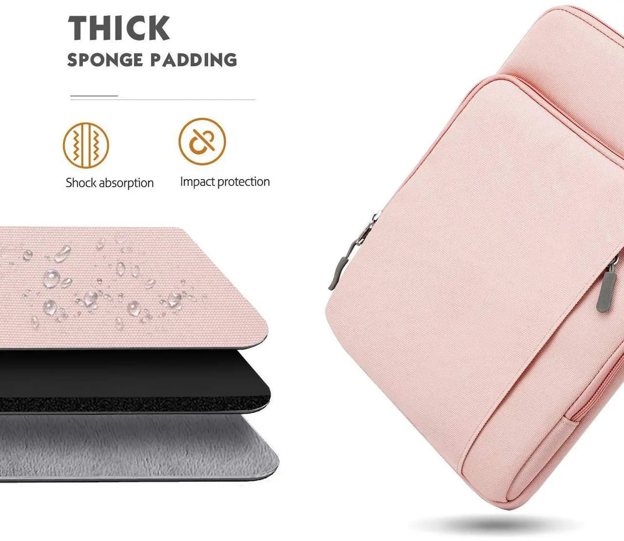 Alt view image 4 of 5 - MoKo Laptop Sleeve Bag for 13.3-14 Inch, Notebook Carrying Case with Pocket Fits New MacBook Pro M3/M2 14" /13" M2/M1 Pro/M1 Max 14.2 2023-2021/Air 13.6" M2 2022, Surface Pro 9/8 13", Pink