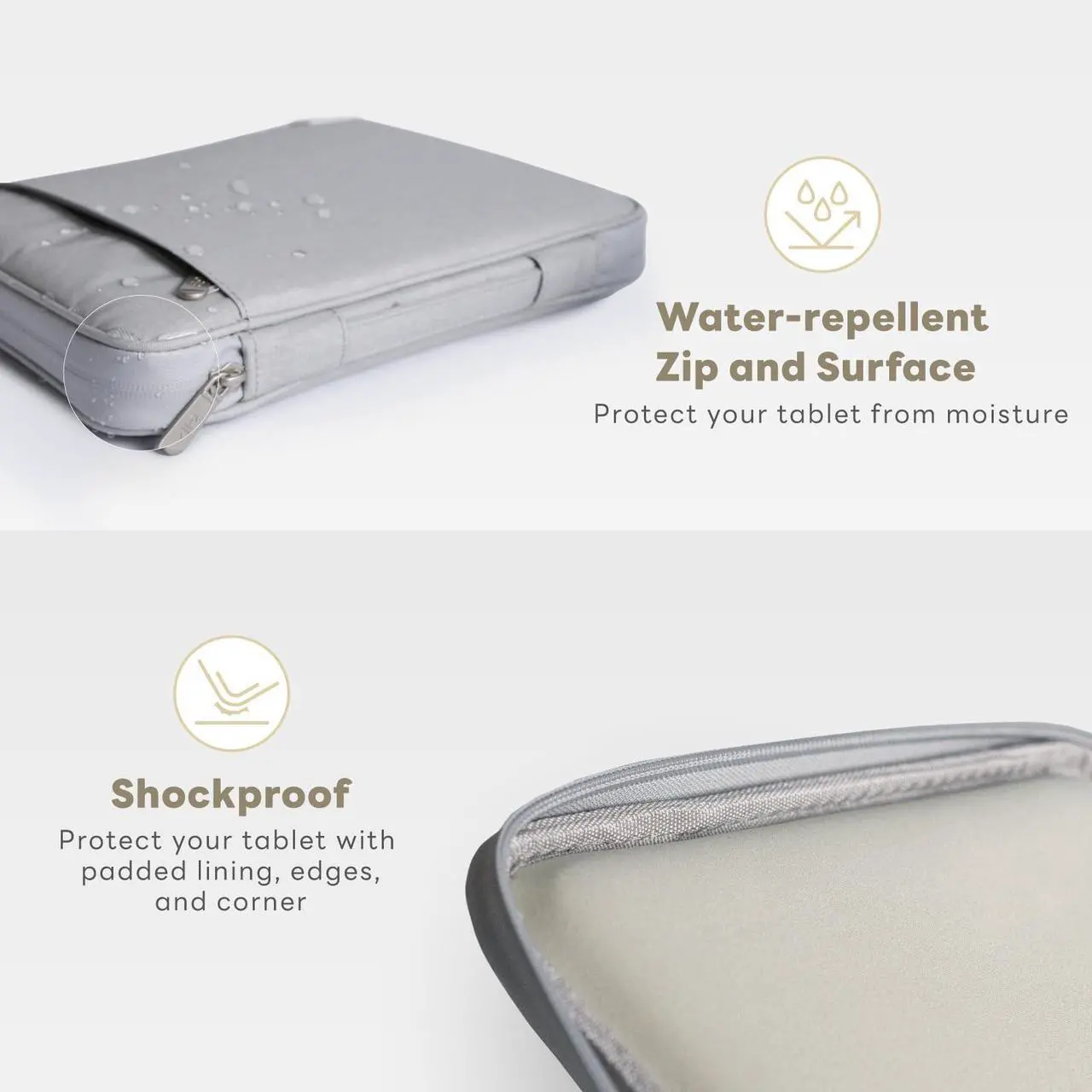 Alt view image 3 of 5 - EIP 13 inch Waterproof Slim Tablet Carring Case, Handle Sleeve bag for iPad Pro M4 13 Inch, iPad Air 13 Inch, iPad Pro 12.9", MacBook Air 13", Fit Keyboard and Pen, Grey