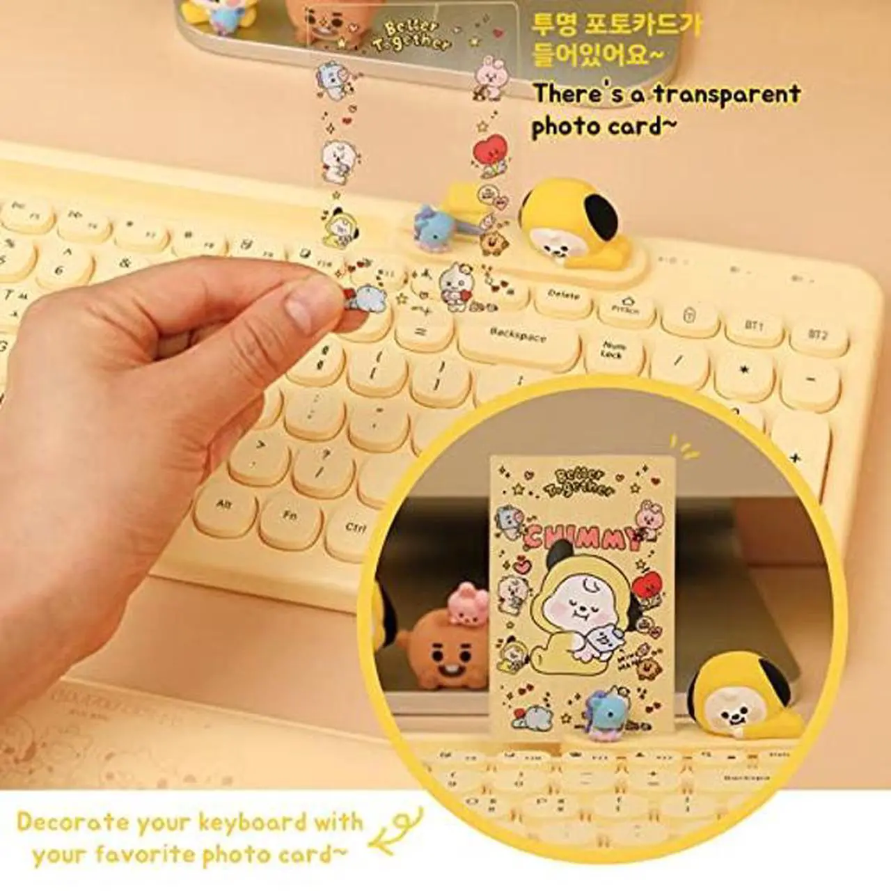 Alt view image 5 of 5 - BT21 Little Buddy Multi Pairing Wireless Retro Computer Keyboards, Membrane 102 Key Design Keyboard (MANG)