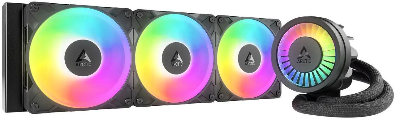 Main image of ARCTIC Liquid Freezer III Pro 360 A-RGB - AIO CPU Cooler, 3 x 120 mm Water Cooling, 38 mm Radiator, PWM Pump, VRM Fan, AMD AM5/AM4, Intel LGA1851/1700 Contact Frame - Black