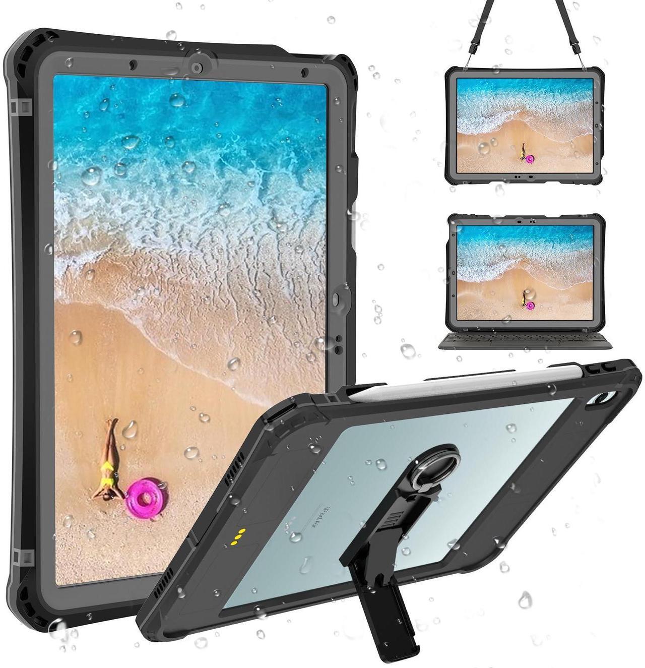 Main image of ShallBox Case Waterproof for iPad Air 11inch(M2) 2024-2025, iPad Air 7th/6th/5th/4th Gen10.9inch(2025-2020), Built-in Screen Protector Pencil Holder Kickstand, Fit with Magic Keyboard, Black-Gray