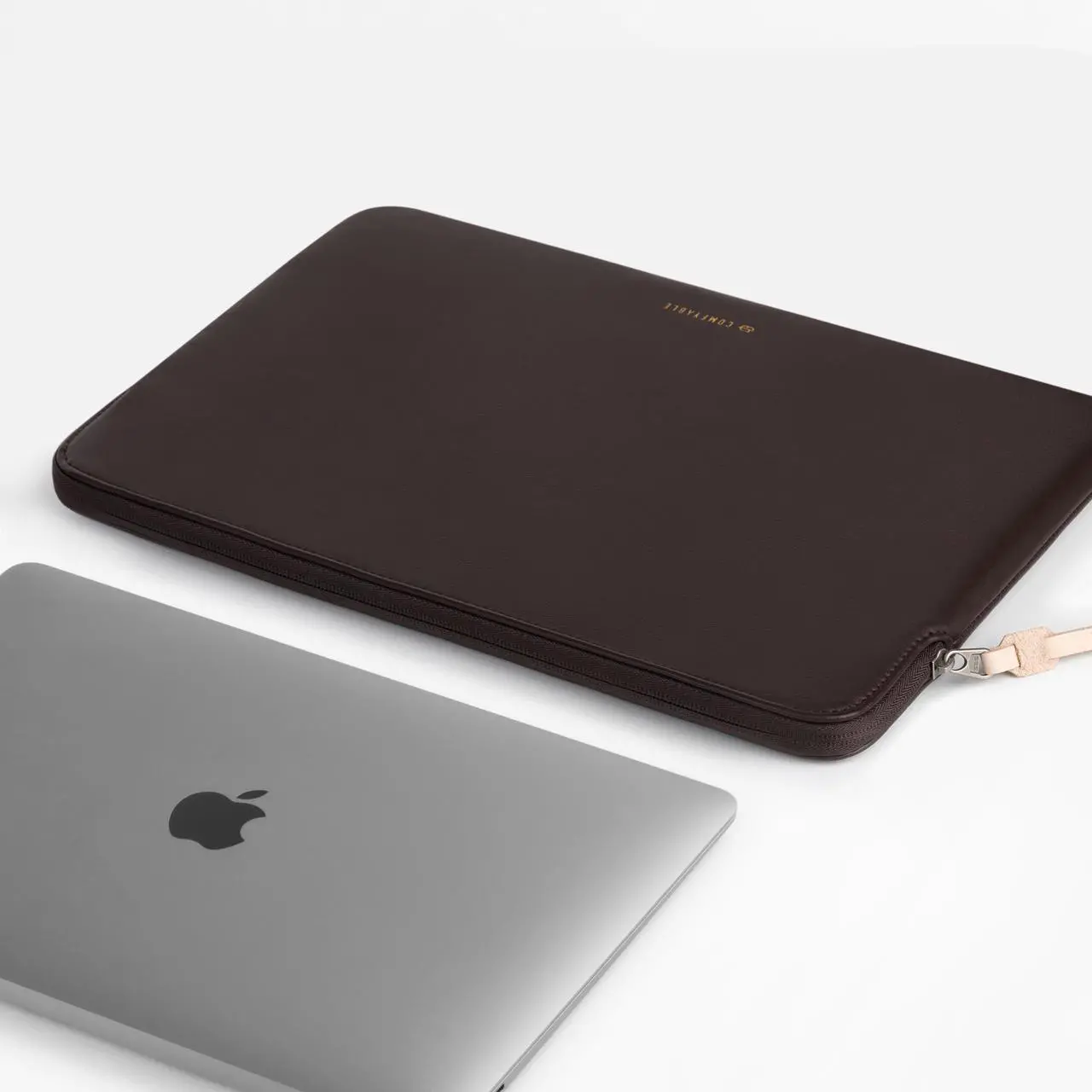 Alt view image 5 of 5 - Comfyable Slim Protective Laptop Sleeve Compatible with 13/13.3/14 Inch MacBook Air & MacBook Pro, Mac Travel Case, Laptop Pouch, Slim PU Leather Cover M4/M3/M2/M1 2025-2021, Chocolate