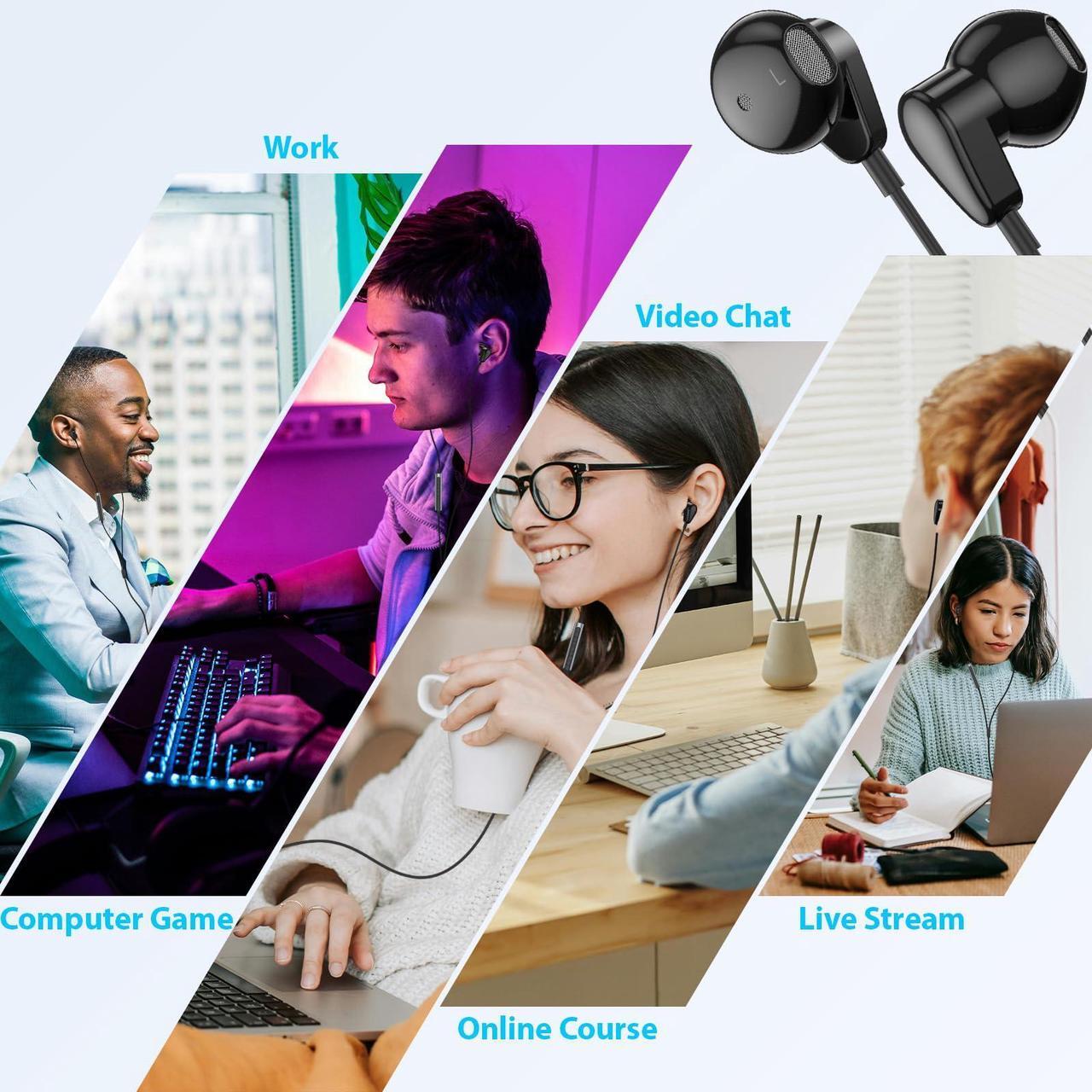 Alt view image 5 of 5 - USB to 3.5mm Jack Audio Adapter, 2 in 1 USB C to Aux Cable External Stereo Sound Card, USB Headphones with Microphone for PC, Plug and Play, for iPhone 16 Pro Max, for Galaxy S24 S23,Laptop