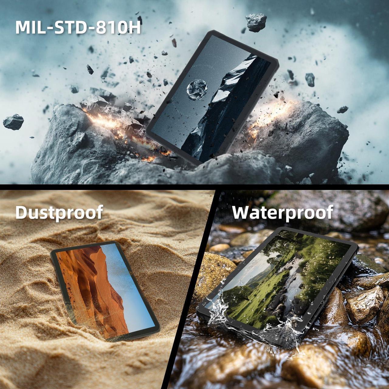 Alt view image 3 of 5 - ONERugged 2025 Launched Rugged Tablet T1 Max, 10.95 inch Android 14 Tablets, 10000mAh 8GB+128GB (512GB TF) Outdoor Industrial PC, 48MP+32MP Octa-Core IP68 Waterproof Computer, 4G Dual SIM/WiFi/GPS/OTG