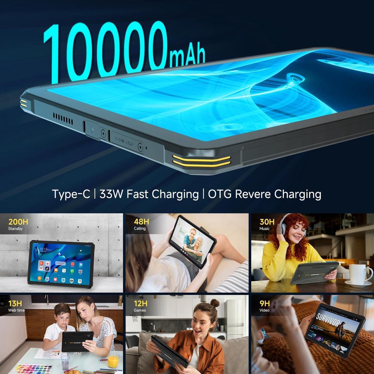 Alt view image 5 of 5 - ONERugged 2025 Launched Rugged Tablet T1 Max, 10.95 inch Android 14 Tablets, 10000mAh 8GB+128GB (512GB TF) Outdoor Industrial PC, 48MP+32MP Octa-Core IP68 Waterproof Computer, 4G Dual SIM/WiFi/GPS/OTG