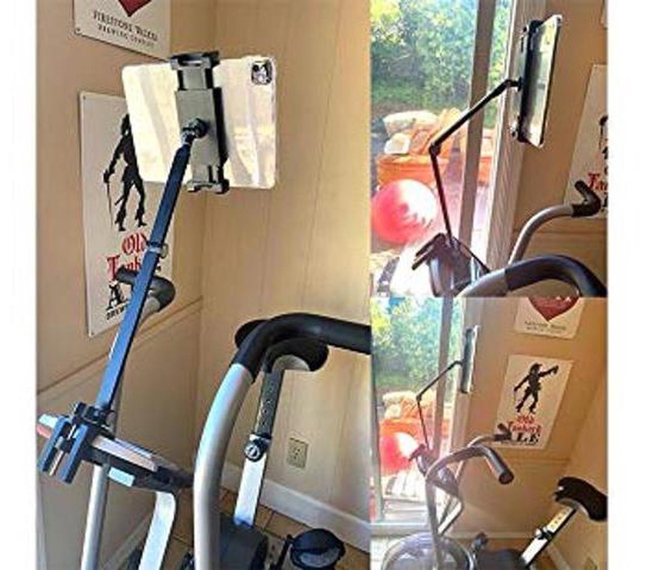 Alt view image 5 of 5 - Aluminum Long Arm Tablet Stand Mount Compatible with iPhone/iPad/iPad Mini/iPad Pro 12.9" Any Phone/Tablets 4-13 inch,360deg Swivel with Bracket Cradle for Home, Office,Kitchen and Bed-Black