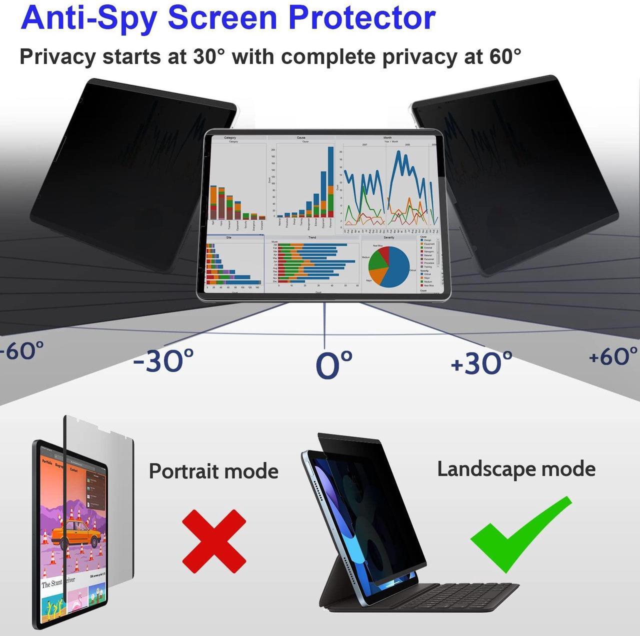 Alt view image 3 of 5 - Mamol iPad Pro 11 inch Magnetic Privacy Screen Protector, Removable&Reusable Anti-Spy Filter for iPad Air 4 (10.9 inch), Anti-Glare Privacy Filter, Easy Installation and Bubble Free