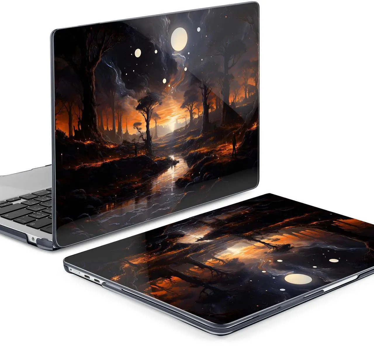 Alt view image 3 of 5 - MEEgoodo Case for M4/M3/M2 MacBook Air 13.6 inch Case 2025 2024 2022, Fit Model A3240/A3113/A2681, Laptop Hard Shell with Keyboard Cover Compatible with MacBook Air 13 inch, Fantasy Night Landscape