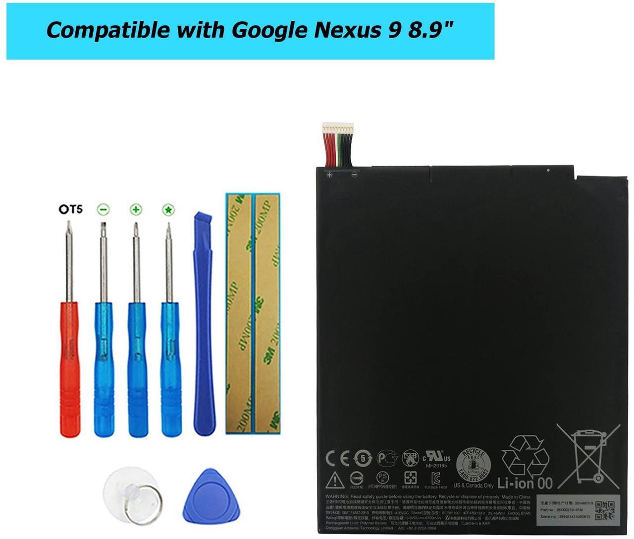 Alt view image 3 of 5 - Vvsialeek BOP82100 Replacement Battery Compatible with Google Nexus 9 8.9" Tablet with Toolkit