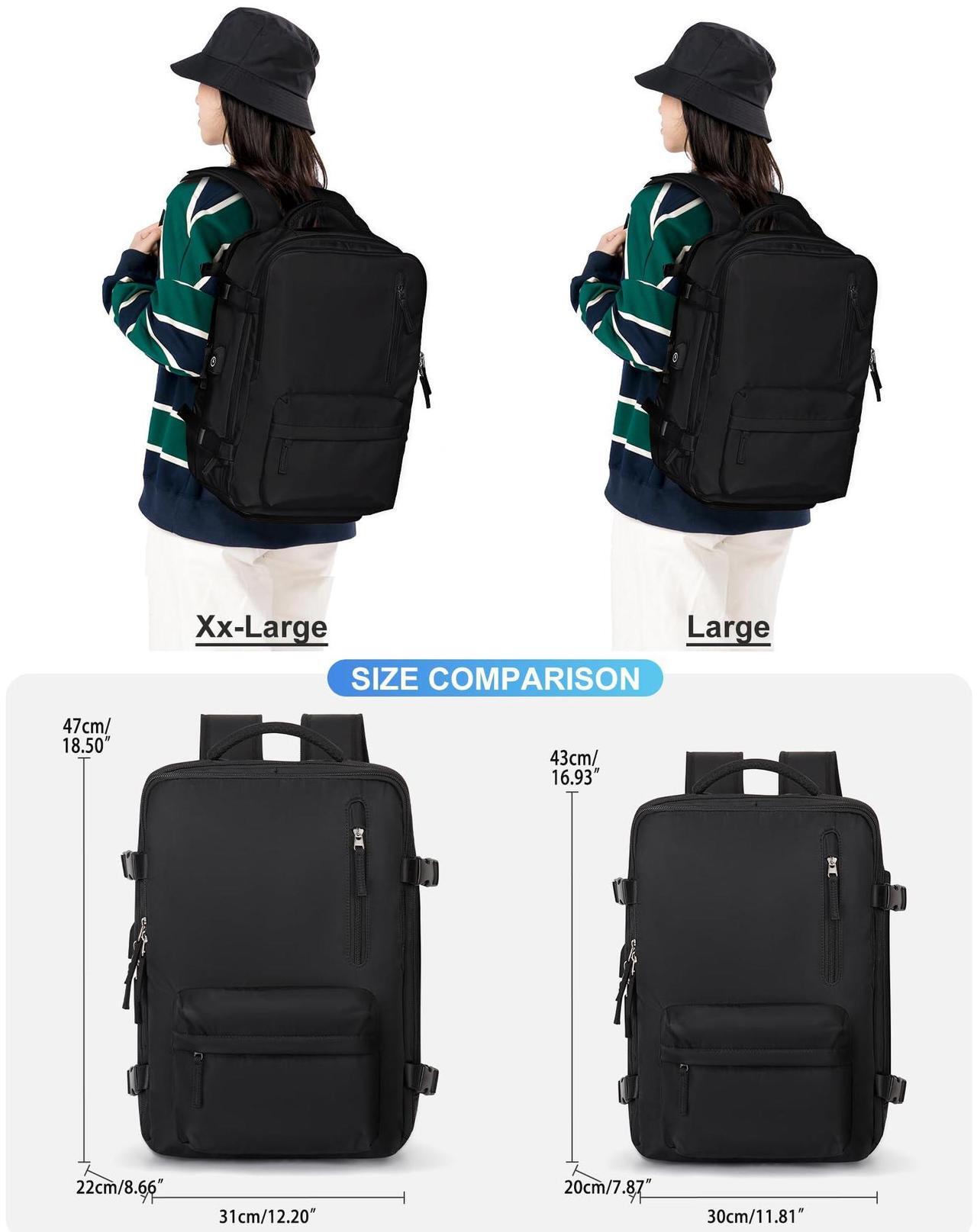 Alt view image 2 of 5 - VGCUB Large Travel Backpack Bag for Women Men,Carry on Backpack,17 Inch Laptop Business Work Waterproof Backpack with Laptop Compartment,Person Item Flight Approved,Mochila de Viaje,Black Large