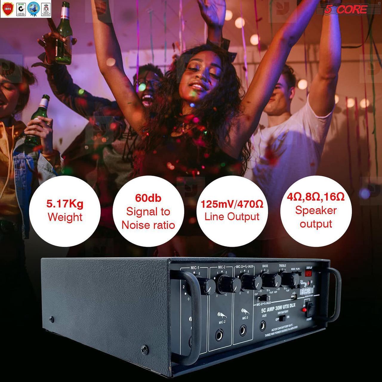 Alt view image 2 of 7 - Amplifier Home Audio Receiver Amp Home Stereo System USB Input 3 Mic Aux Mini Amplifier for Speakers Surround Sound 5 Core AMP 30W-UTX-DLX