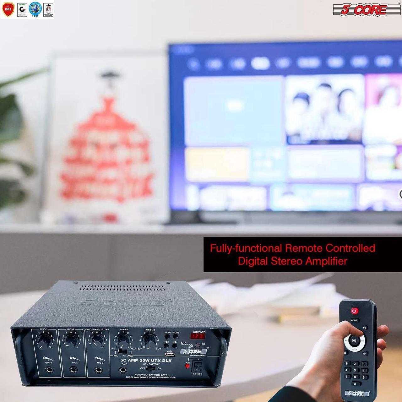 Alt view image 3 of 7 - Amplifier Home Audio Receiver Amp Home Stereo System USB Input 3 Mic Aux Mini Amplifier for Speakers Surround Sound 5 Core AMP 30W-UTX-DLX