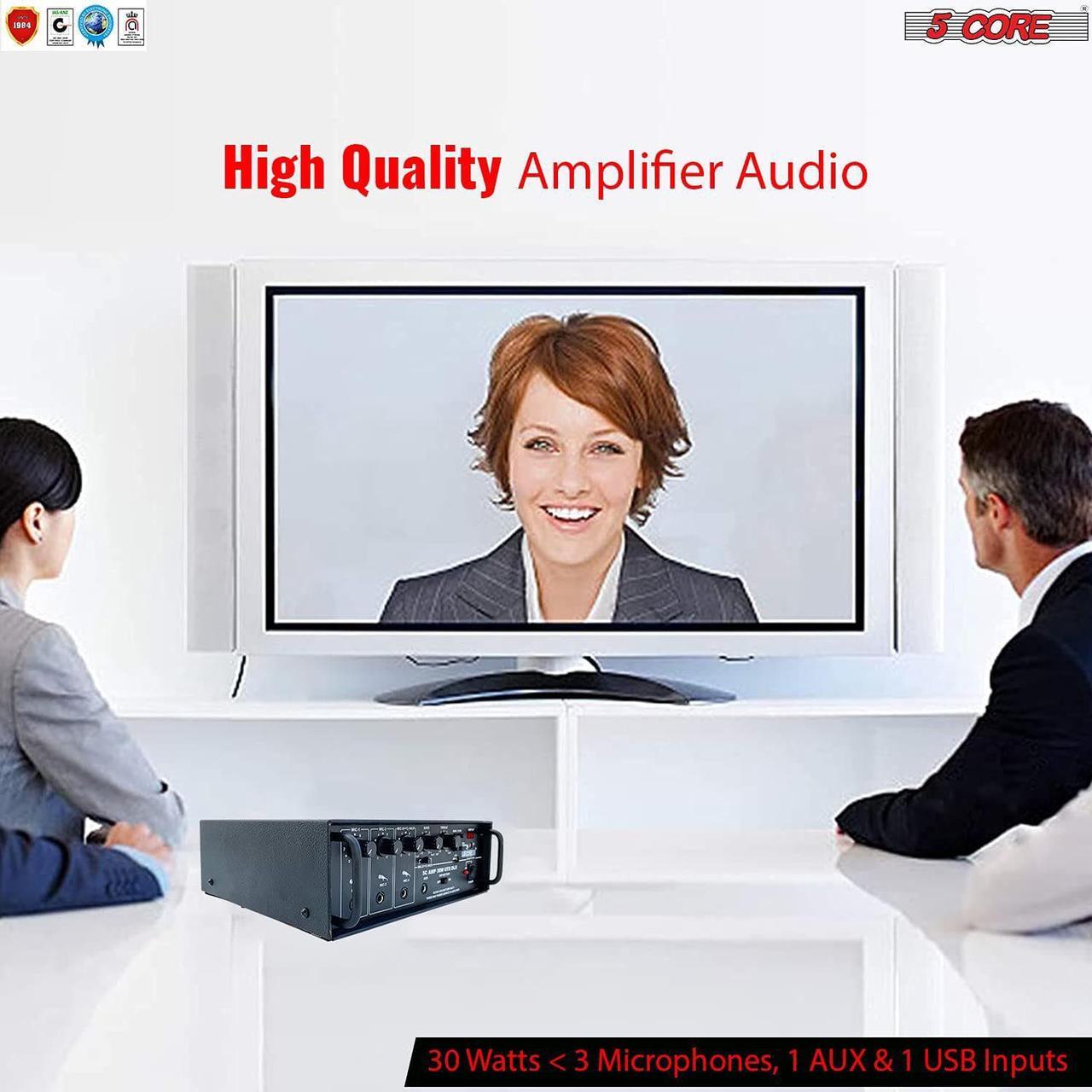 Alt view image 7 of 7 - Amplifier Home Audio Receiver Amp Home Stereo System USB Input 3 Mic Aux Mini Amplifier for Speakers Surround Sound 5 Core AMP 30W-UTX-DLX