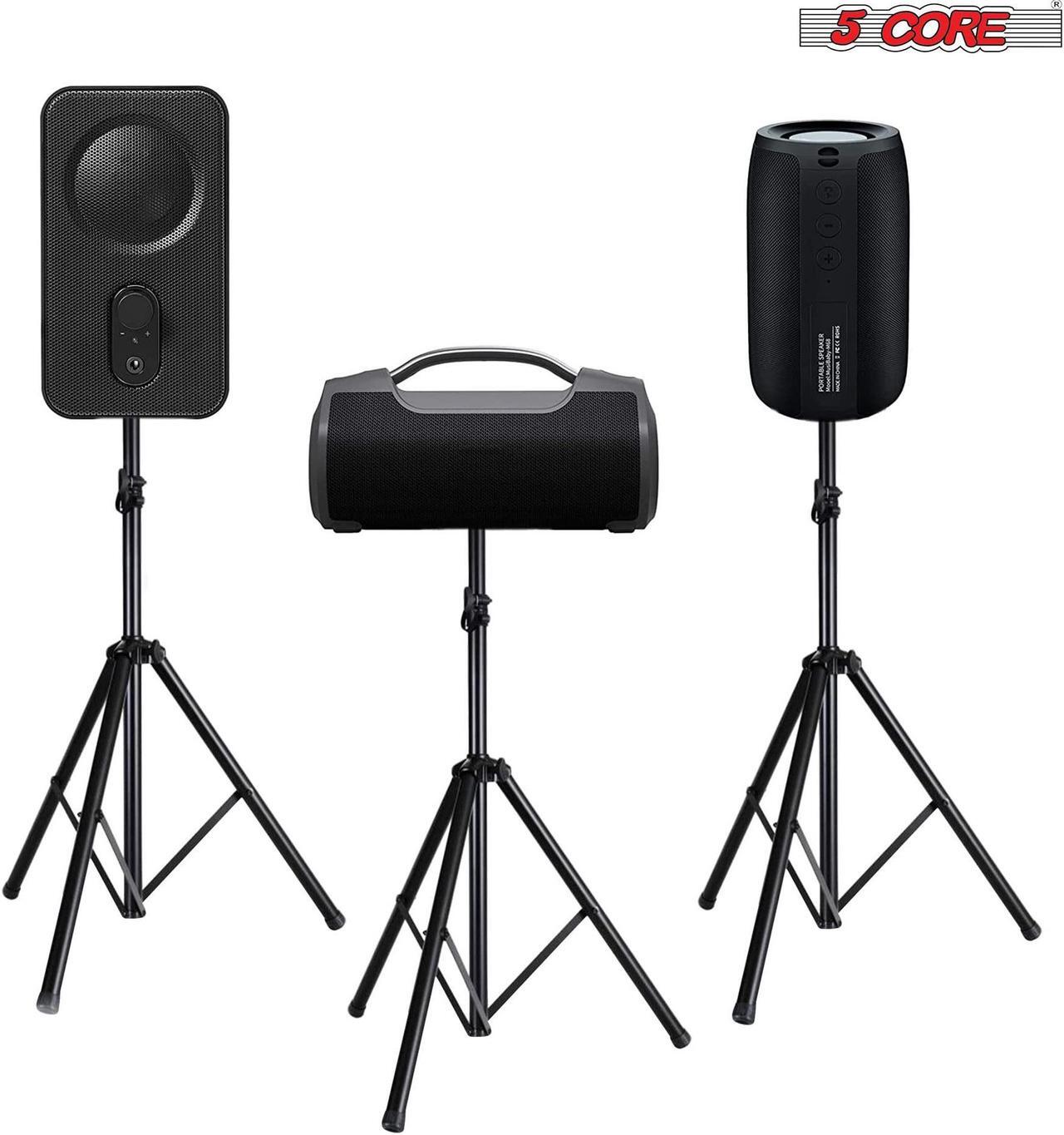 Alt view image 3 of 7 - 5 Core 2 Pieces PA Speaker Stands Adjustable Height Professional Heavy Duty Tripod Mounting Bracket; Pieces Carrying Bag; Extend from 40 to 72 inches; Black - Supports 132 lbs SS HD 2PK BLK BAG