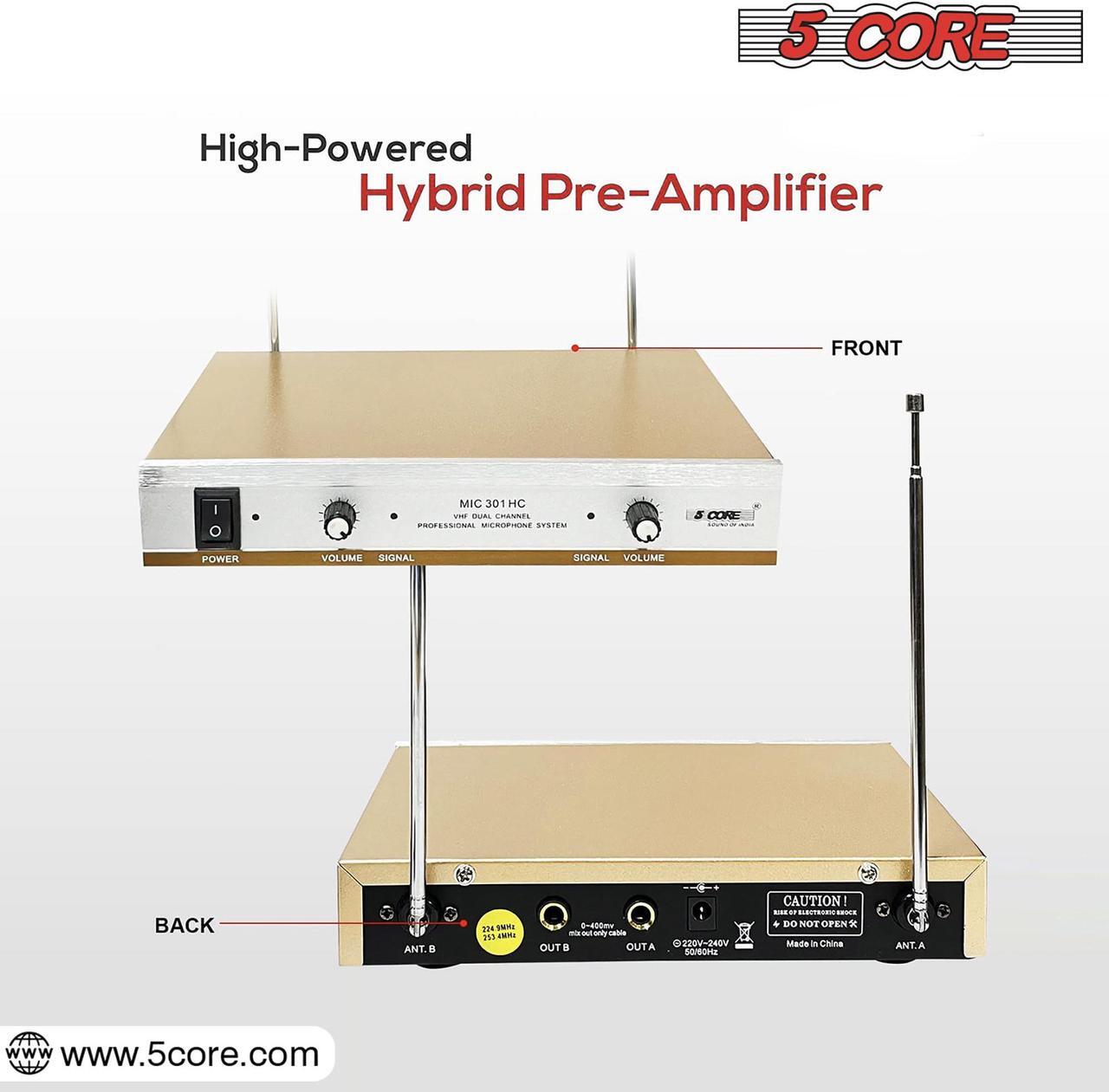 Alt view image 2 of 7 - 5Core VHF Dual Channel DIGITAL PRO Wireless Microphone System with Receiver WM 301 HC