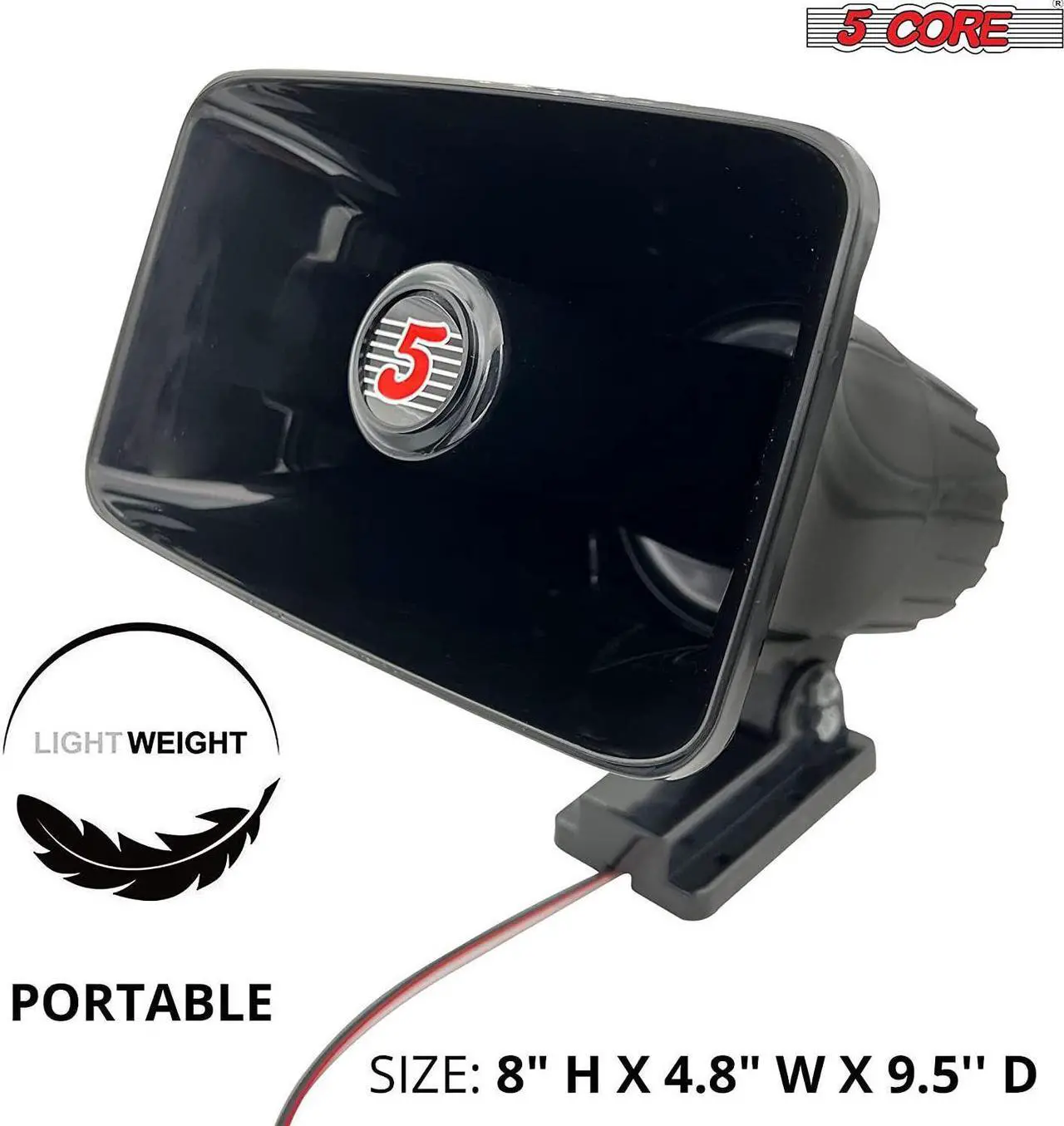 Alt view image 7 of 7 - 5 Core Outdoor Indoor PA Horn Speaker Waterproof and Loud 8" Power Horn 65W Peak Power 180 Degree Swiveling Adjustable Bracket Easy to Use Driver Siren Speaker Black HW 508
