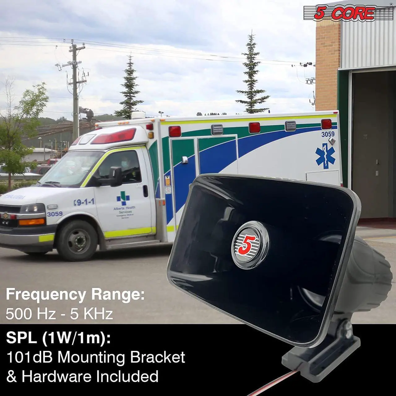 Alt view image 4 of 7 - 5 Core Outdoor Indoor PA Horn Speaker Waterproof and Loud 8" Power Horn 65W Peak Power 180 Degree Swiveling Adjustable Bracket Easy to Use Driver Siren Speaker Black HW 508