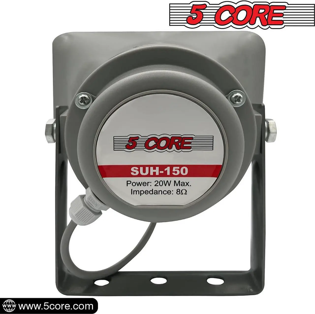 Alt view image 2 of 7 - 5 Core Indoor Outdoor 6" x 10" PA Horn Rectangular Speaker- 20 Watt Power Compact Loud Sound Megaphone Driver Horns w/ 400Hz-5KHz Frequency; 8 Ohm Waterproof Vehicle SIREN - (Gray) Grey SUH-150 1Pc