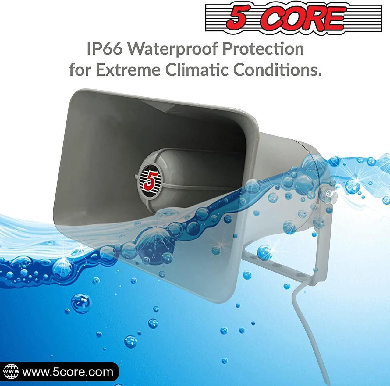 Alt view image 6 of 7 - 5 Core Indoor Outdoor 6" x 10" PA Horn Rectangular Speaker- 20 Watt Power Compact Loud Sound Megaphone Driver Horns w/ 400Hz-5KHz Frequency; 8 Ohm Waterproof Vehicle SIREN - (Gray) Grey SUH-150 1Pc