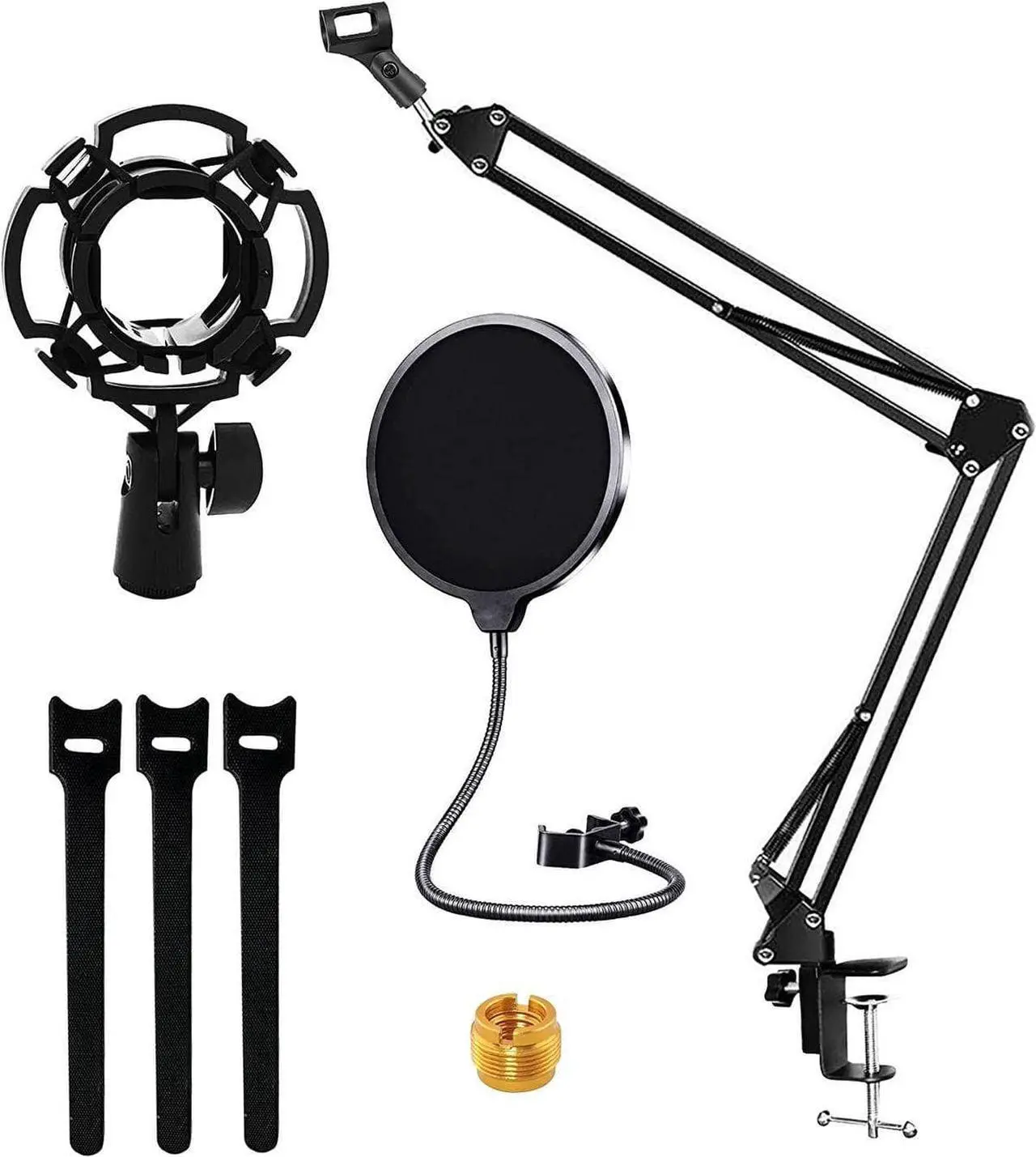 Main image of 5 Core Professional Microphone Stand 16 inch with Pop Filter Heavy Duty Microphone Suspension Scissor Arm Stand and Windscreen Mask Shield; Shock Mount Holder ARM SET 16