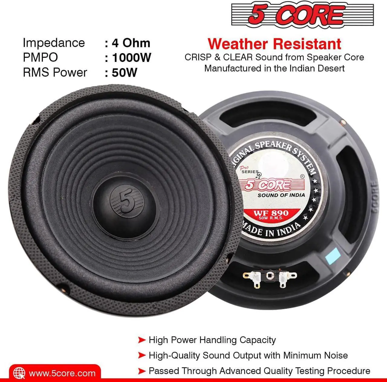 Alt view image 3 of 4 - 8 inch Subwoofer Replacement DJ Speaker Sub Woofer Loudspeaker Wide Range Loud 5 Core WF 8"-890 Ratings (1 Piece)