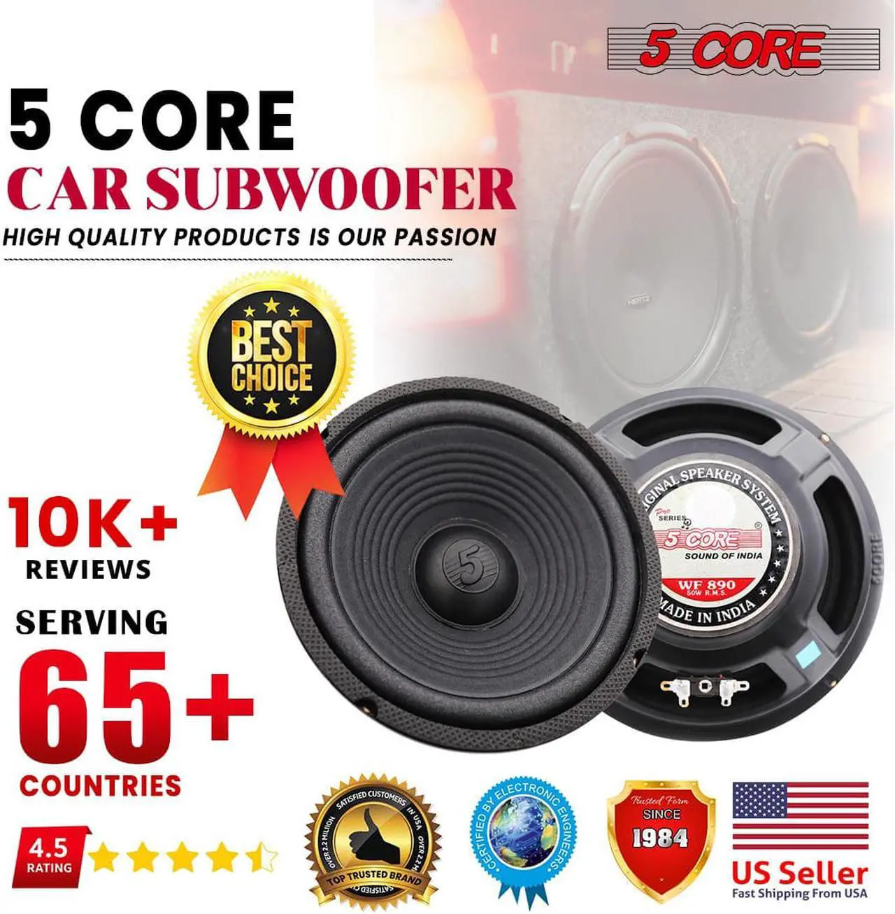 Alt view image 4 of 4 - 8 inch Subwoofer Replacement DJ Speaker Sub Woofer Loudspeaker Wide Range Loud 5 Core WF 8"-890 Ratings (1 Piece)