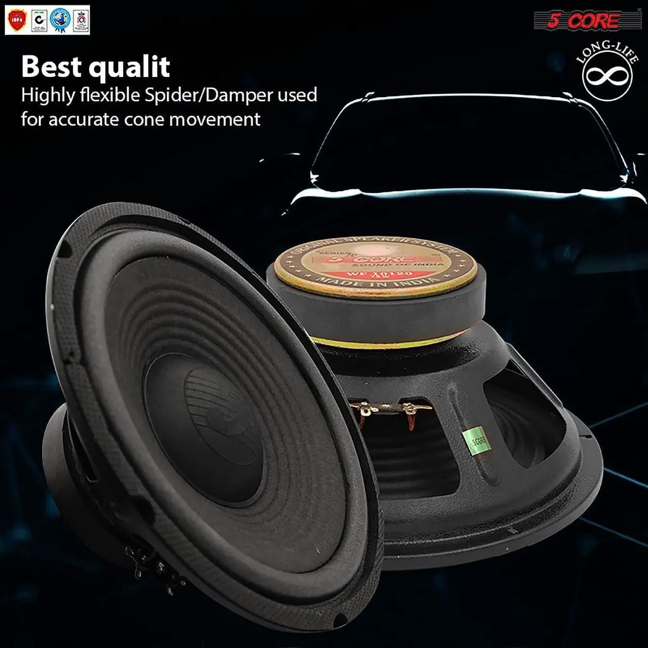 Alt view image 4 of 6 - 10 inch Car Audio Speaker Subwoofer 1000 Watt High Power Bass Surround Sound Stereo Sub woofer System DJ Sub Woofer Loudspeaker Wide Range Foam Edge Cone 4 ohms 120 mm 5 Core WF 10120