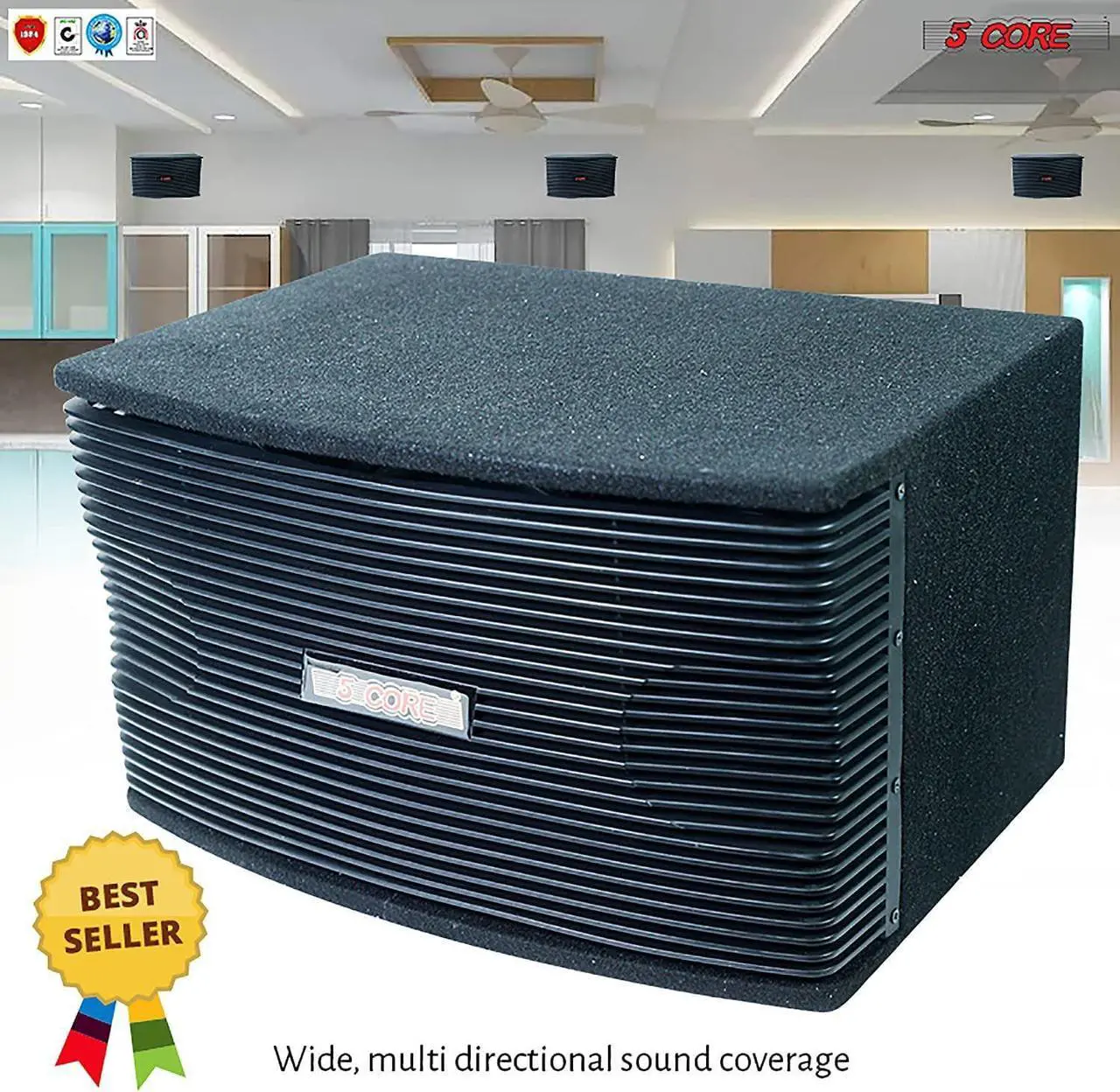Alt view image 7 of 7 - Car Subwoofer Premium Bass Woofer Wooden Wired Waterproof System Wall Mounted Indoor Outside Patio Backyard Surround Sound Home Exterior 5 Core Ventilo 890