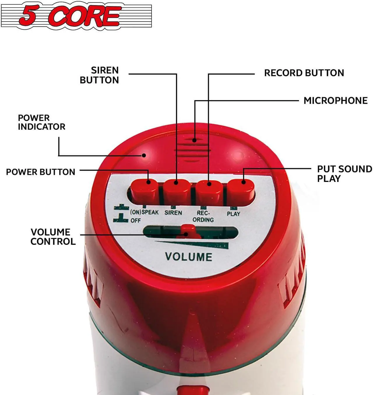 Alt view image 6 of 7 - Megaphone Speakers Blow Horn Pro Loud Speaker Bullhorn Handheld Siren Voice Recording 6R