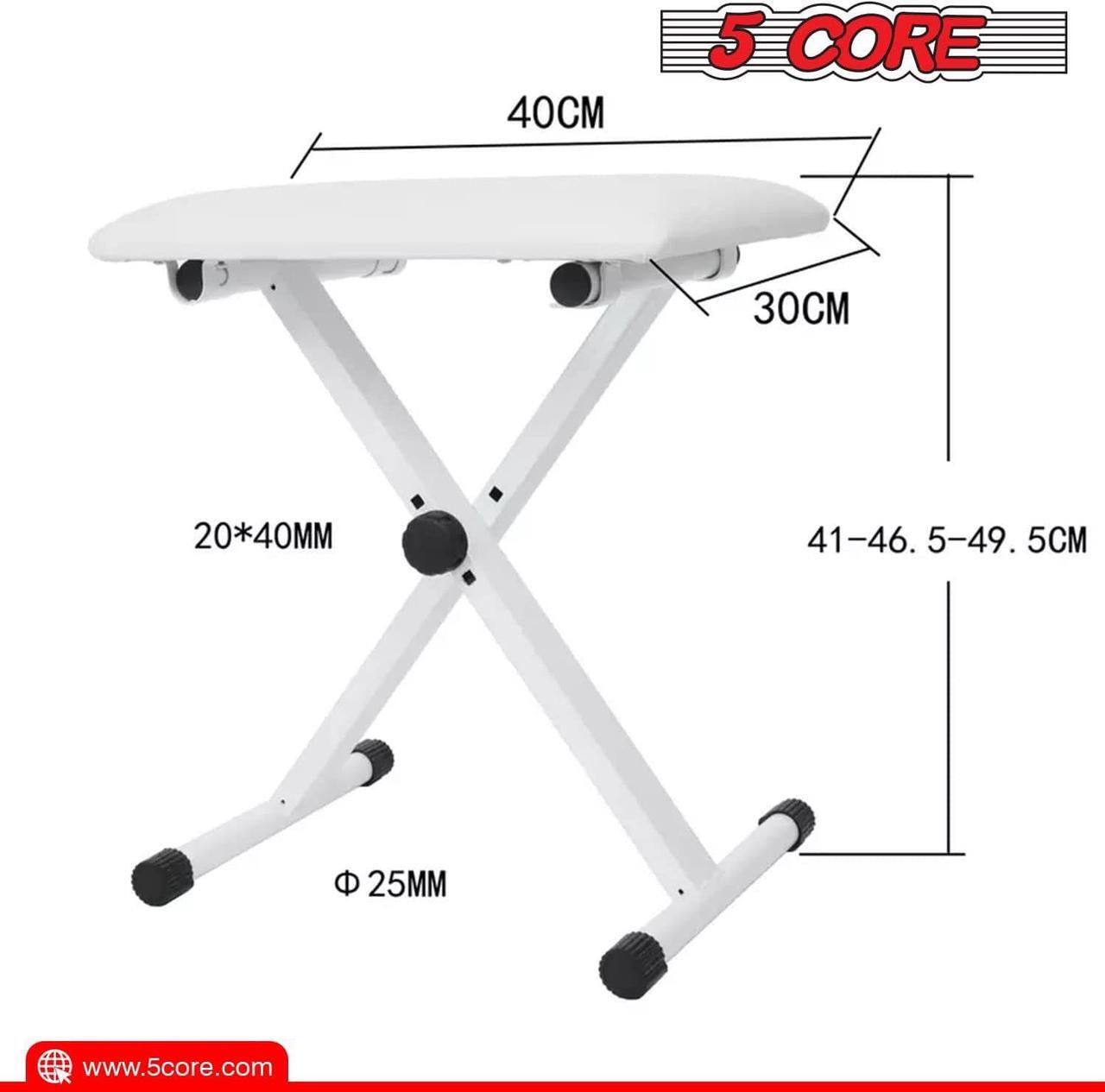 Alt view image 6 of 7 - 5 Core Portable Piano Keyboard Music X-Style Adjustable Padded Stool Chair Seat Bench White KBB 02 WH