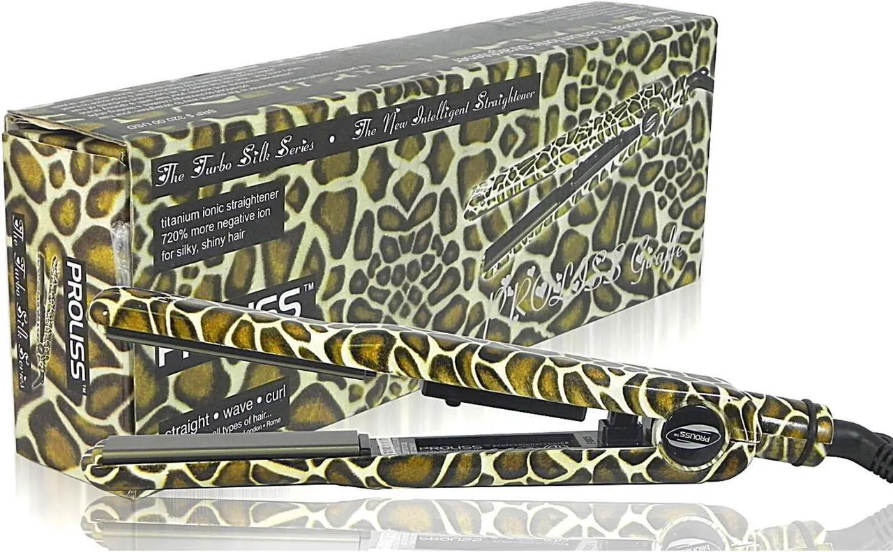 Main image of Proliss Turbo Silk 1" Tourmaline-Infused Ceramic Single Pass Flat Iron - Limited Edition - Giraffe