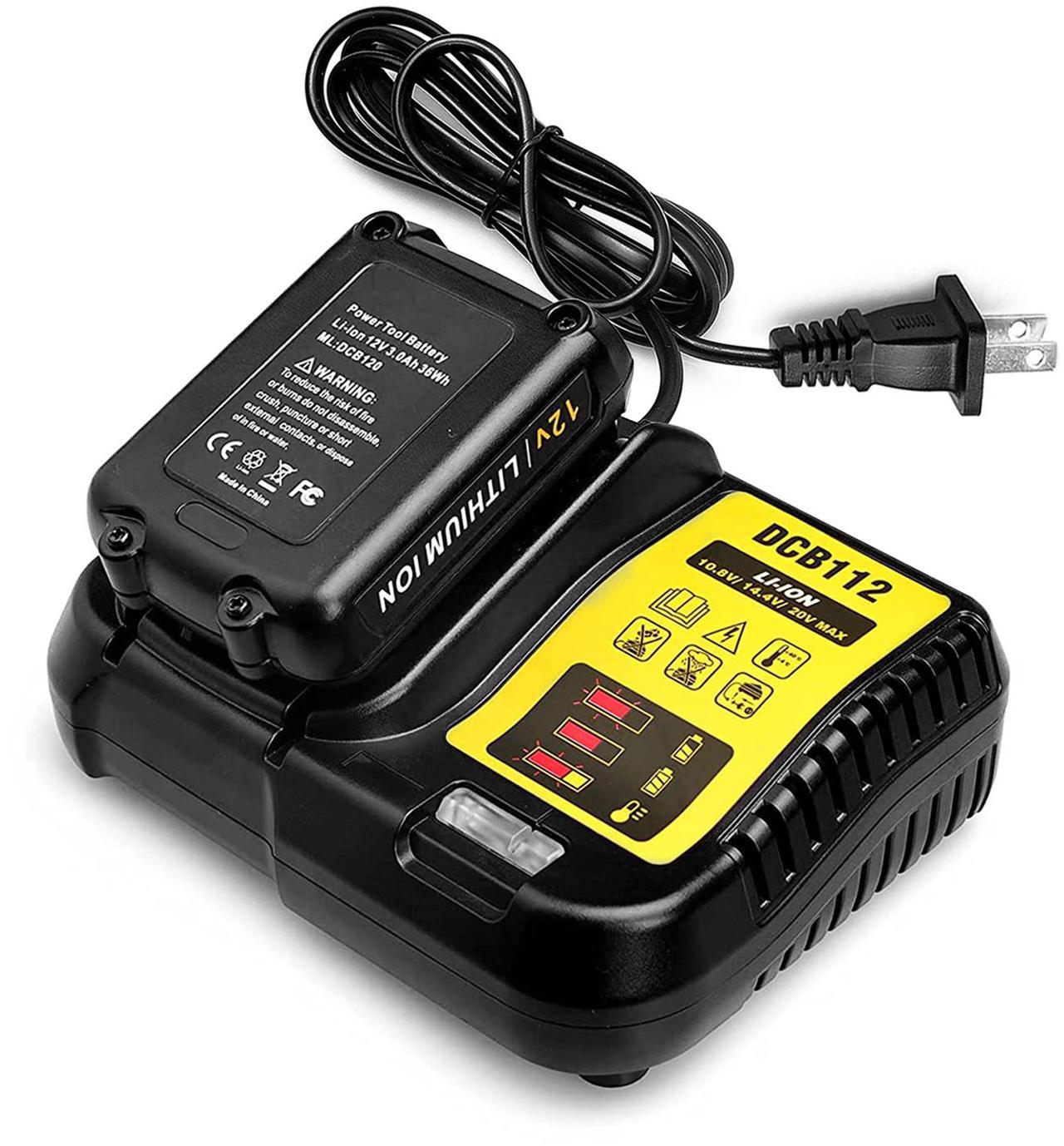 Main image of Rapid Charger for Dewalt 10.8-20V Battery DCB107 DCB101 DCB200 DCB205 Replacement - Black - One size